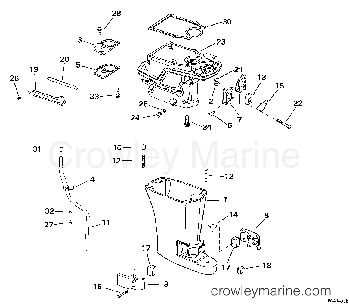 1998 Evinrude Outboards 5 - BE5FRBECC EXHAUST HOUSING section