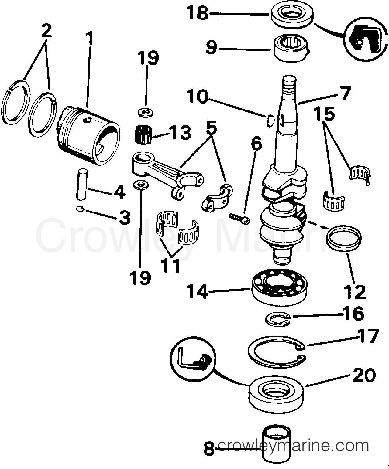 1993 Outboard 4 - J4RDHETB - CRANKSHAFT & PISTON