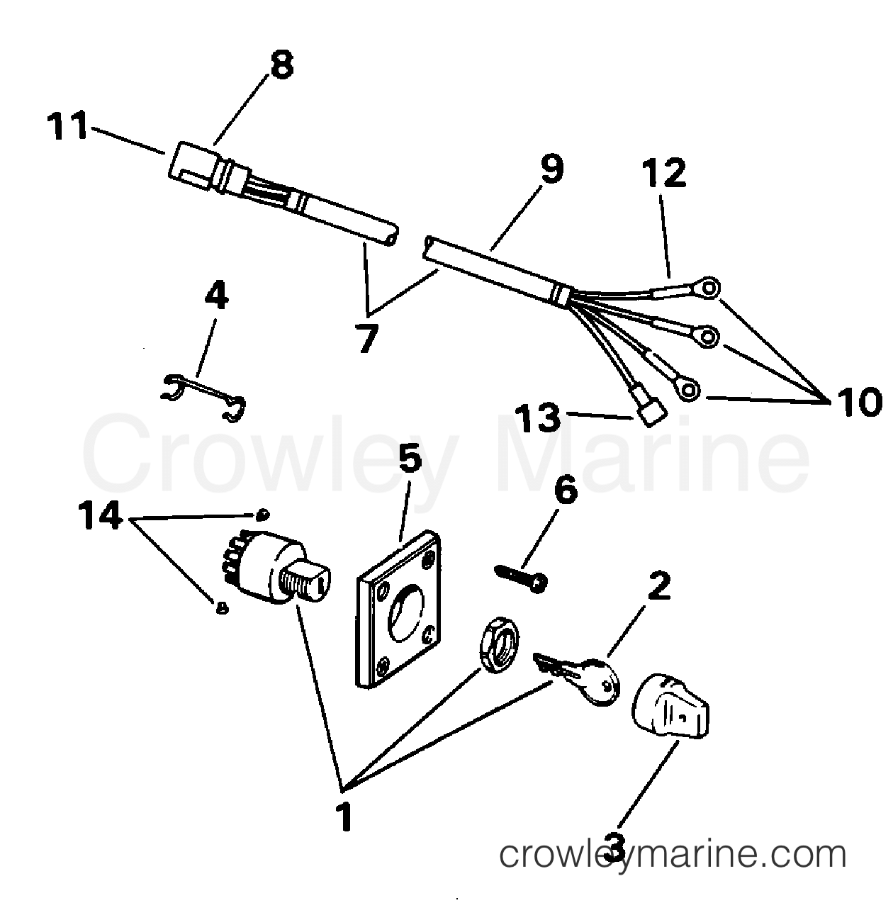 1995 Outboard 60 - E60TTLEOC - IGNITION SWITCH & CABLE