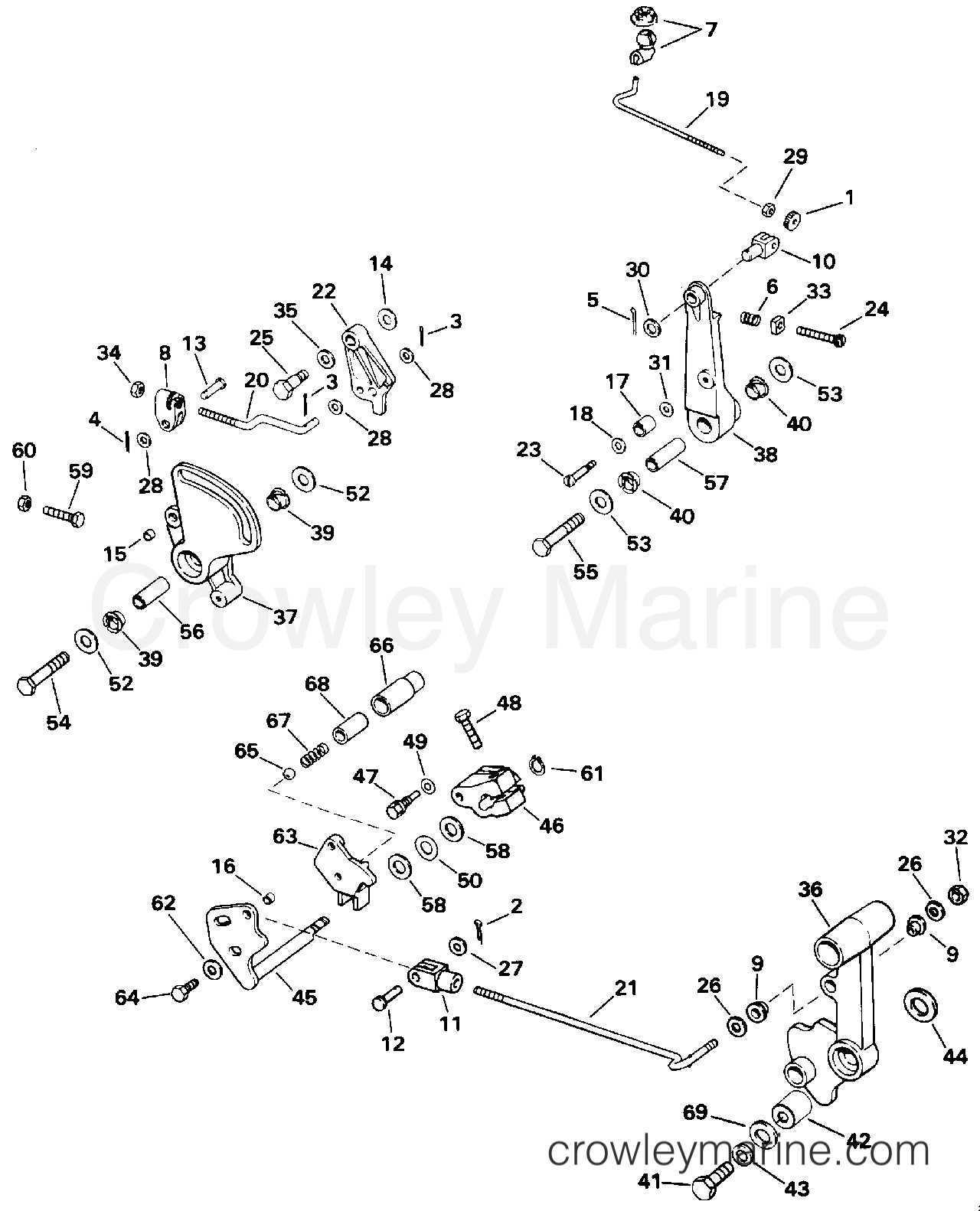 1993 Outboard 85 - J85TTLETS - SHIFT & THROTTLE LINKAGE