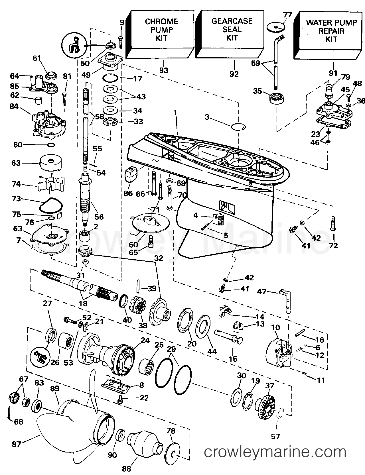 1996 Outboard 100 - J100WTLEDR - GEARCASE