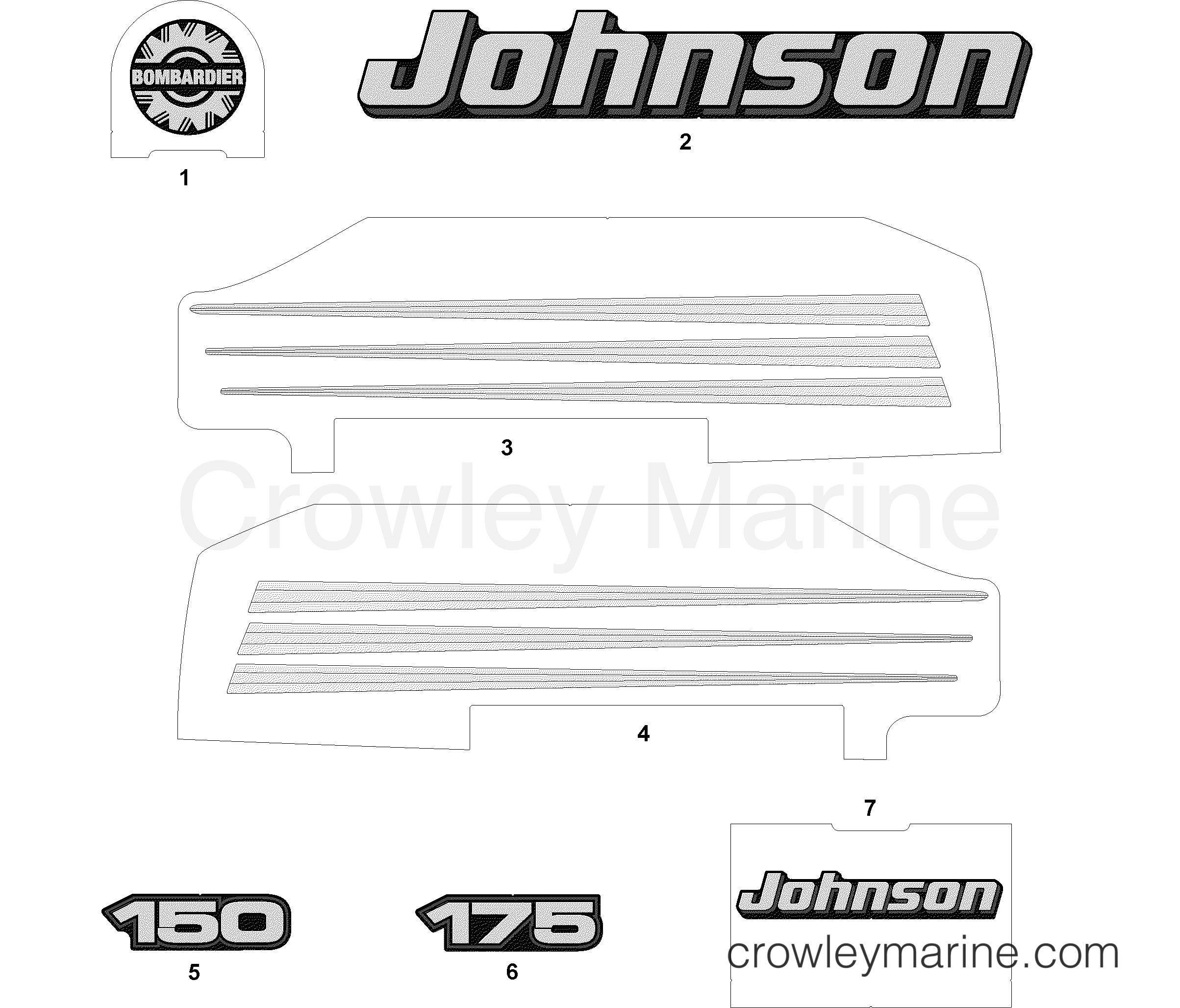 2005 Outboard 150 - J150GLSOB - DECALS GRAPHITE MODELS