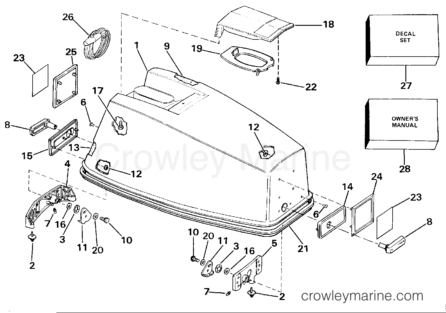 1986 Outboard 40 - J40TECDE - ENGINE COVER - JOHNSON