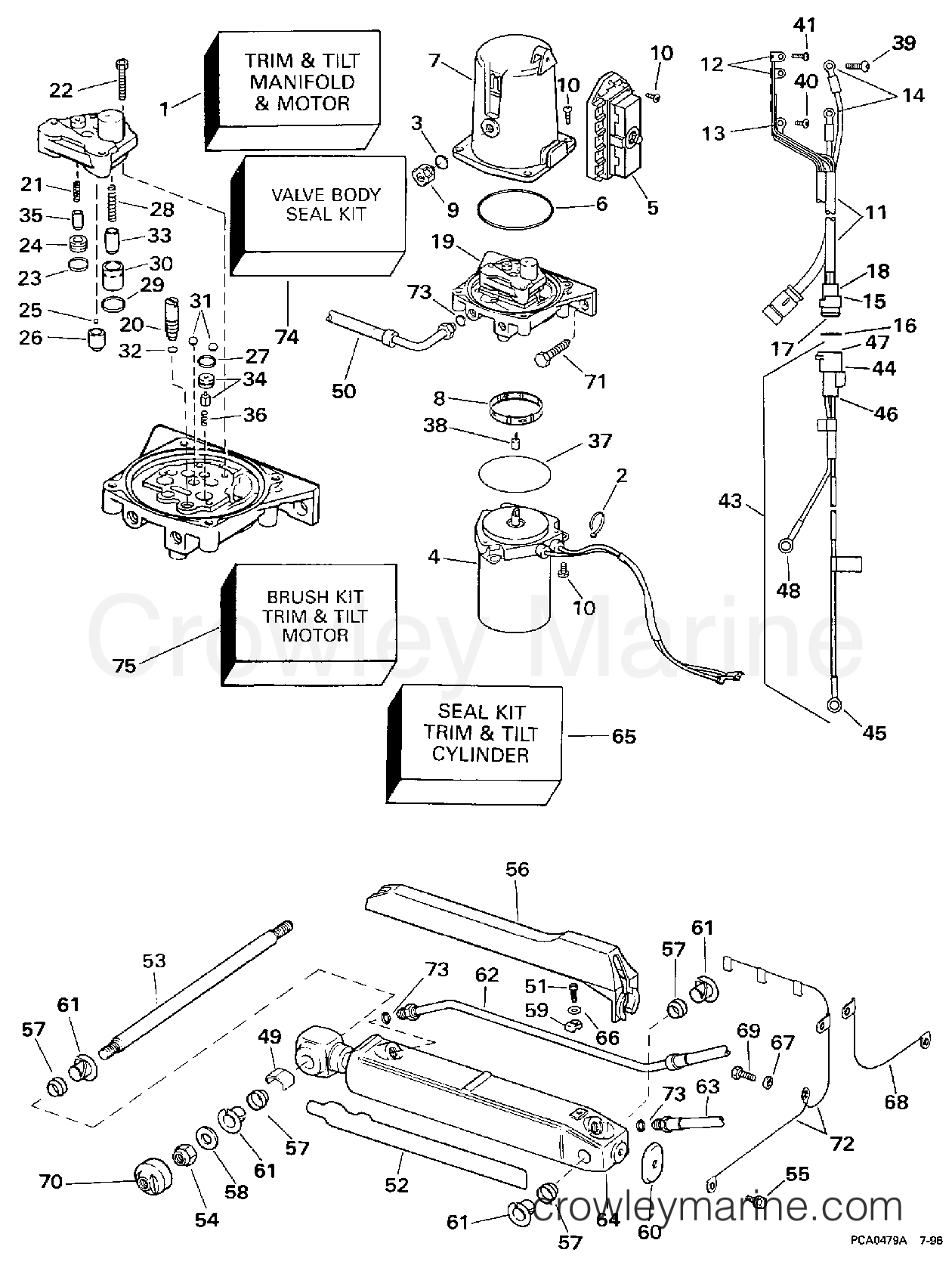 1997 OMC Stern Drive 7.4 - 744FPLKD POWER TRIM & TILT section
