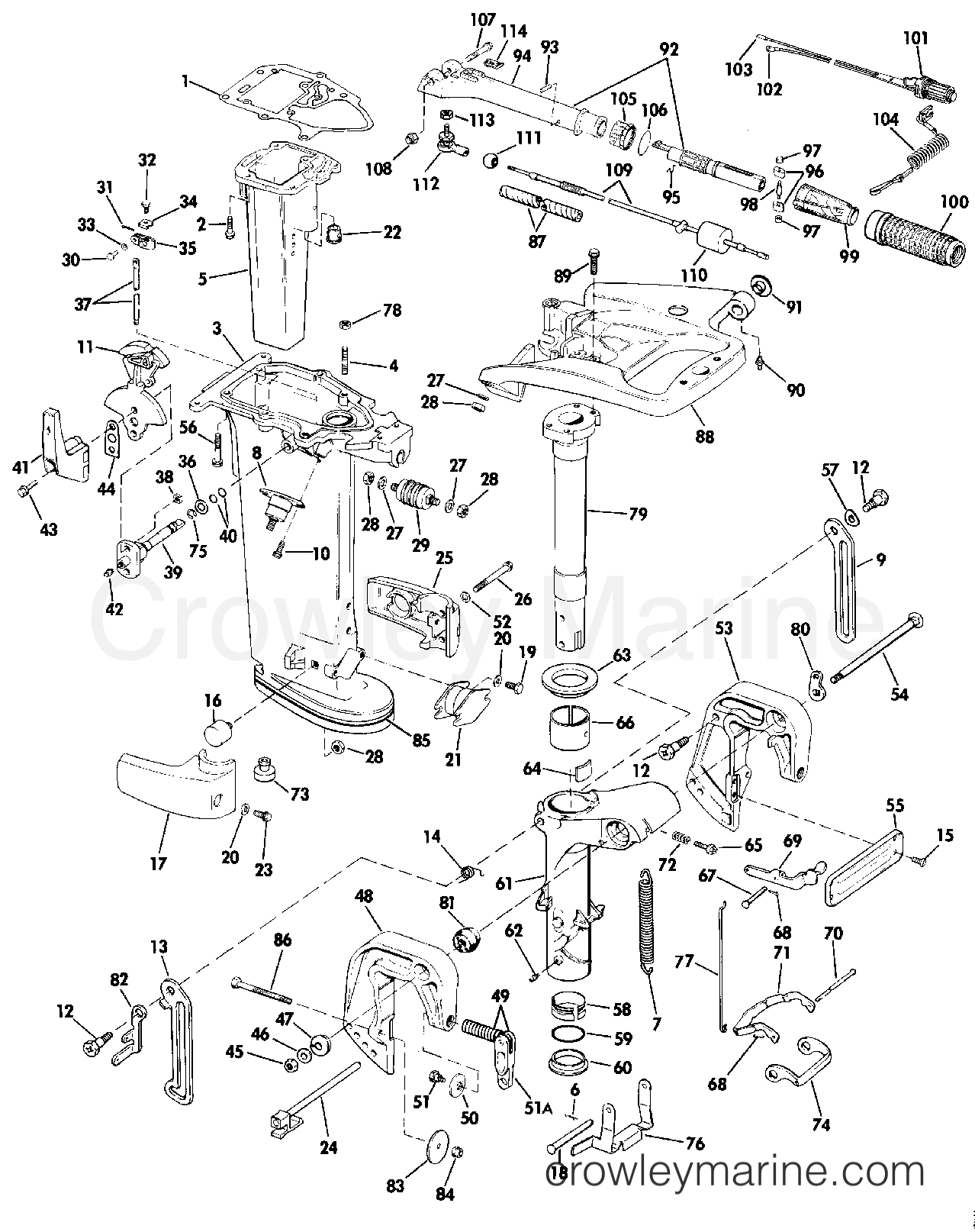 1987 Outboard 25 - E25TELCUR - MIDSECTION - ROPE START AND TILLER ELECTRIC