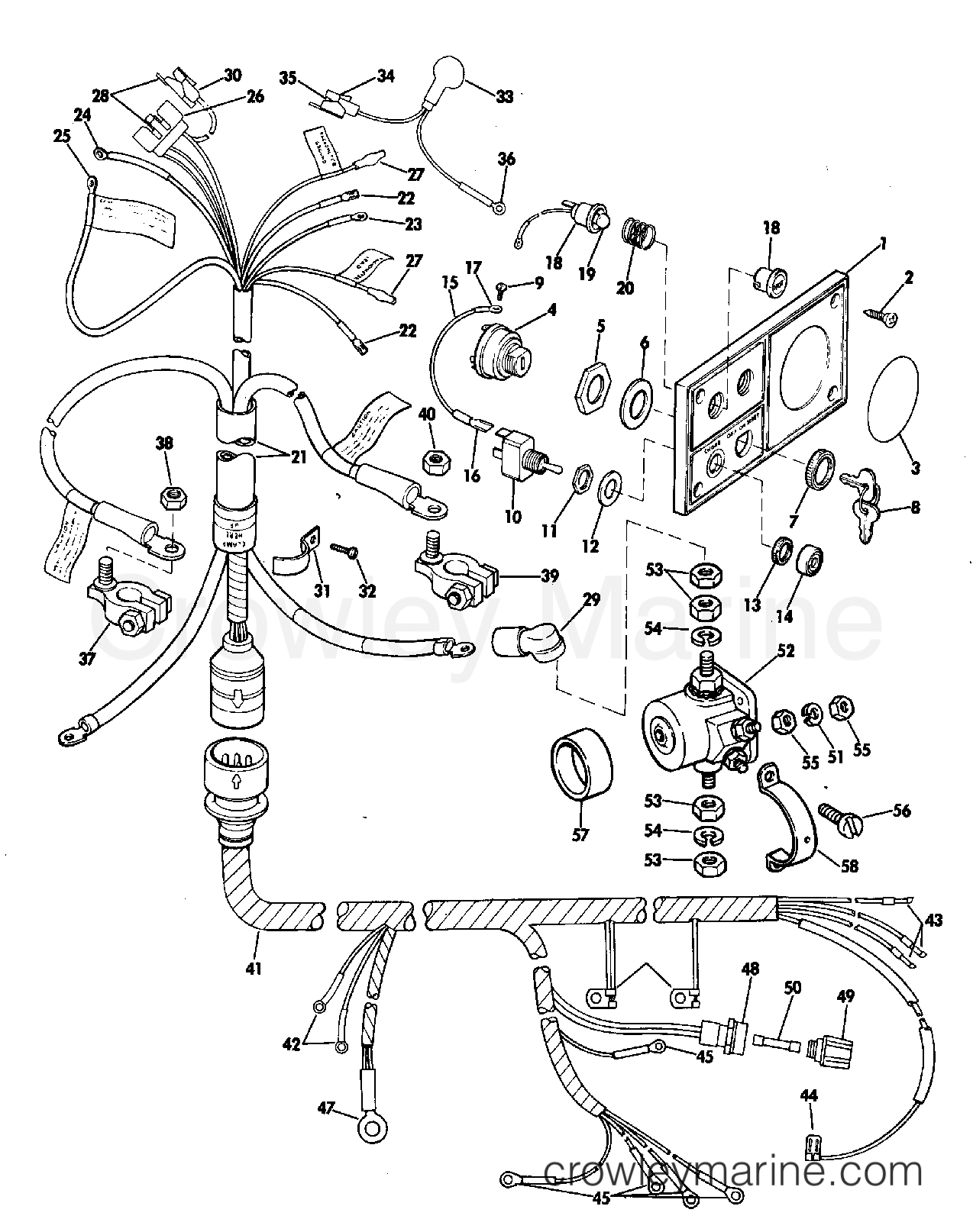 1969 Johnson Outboards 85 - 85ESL69E INSTRUMENT AND CABLE GROUP ELECTRIC SHIFT section