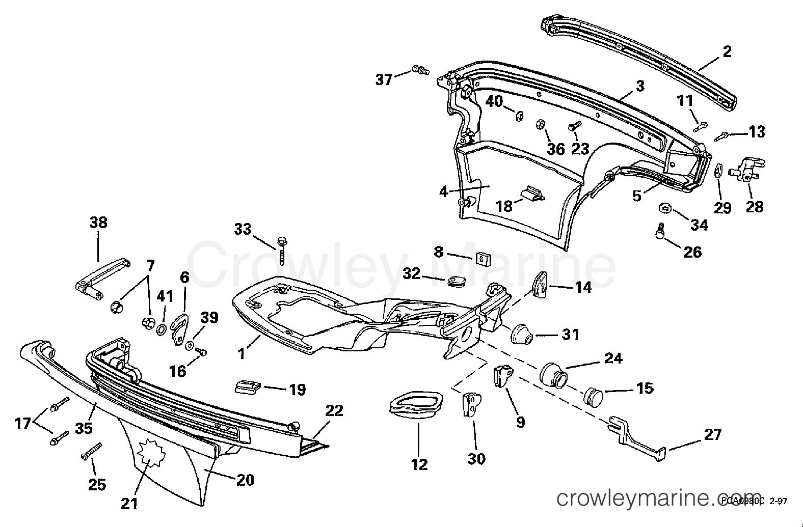 1997 Outboard 9.9 - E10EEUS - LOWER ENGINE COVER