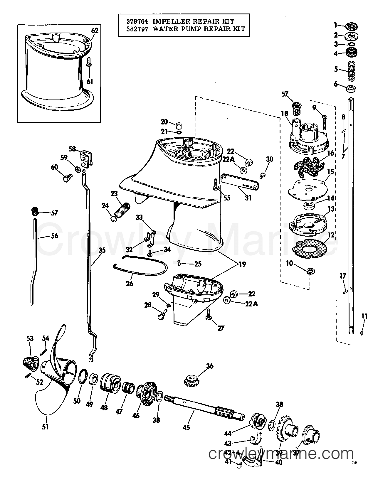 1968 Outboard 6 - 6802A - GEARCASE GROUP