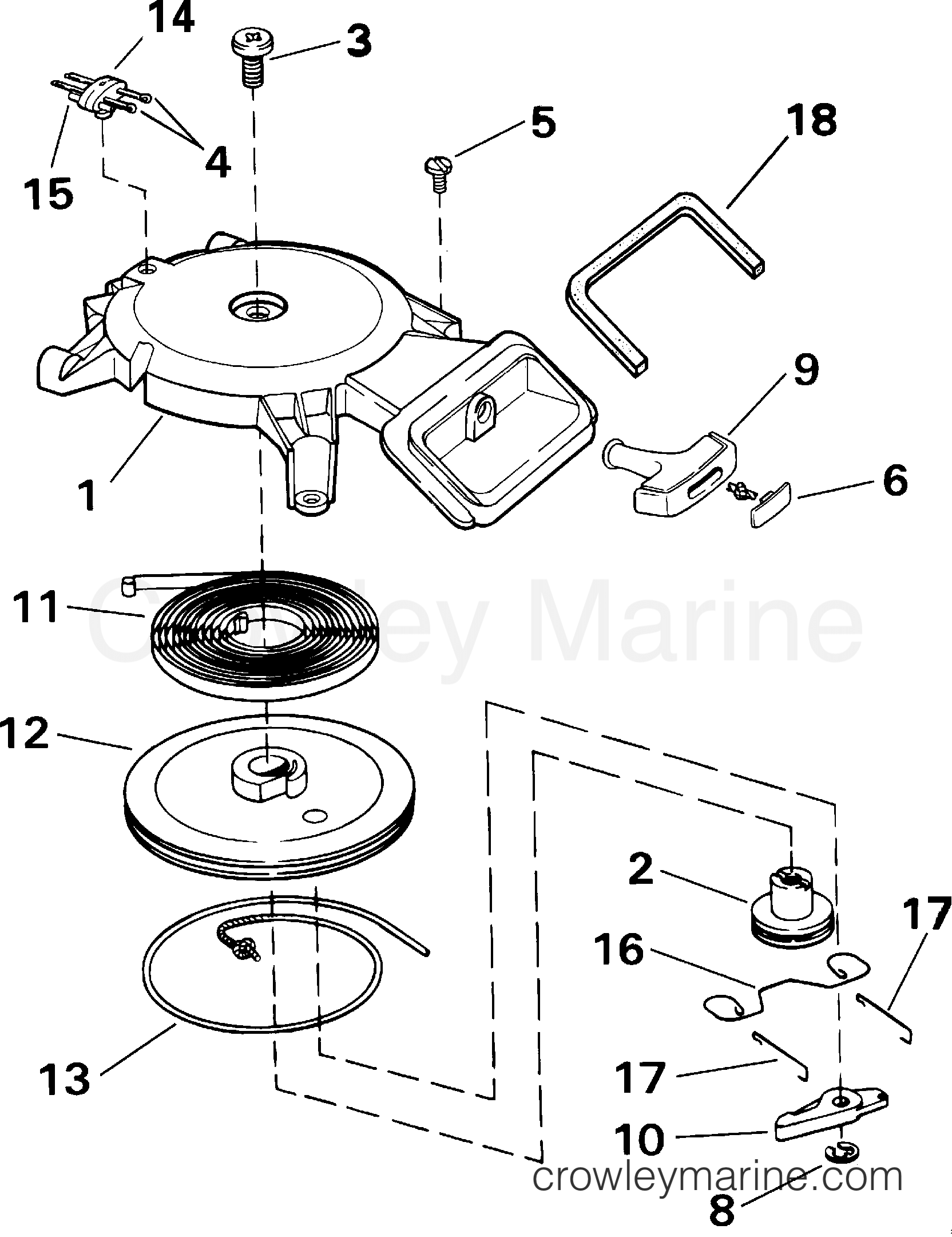 2001 Outboard 4 - J4RSIB - REWIND STARTER