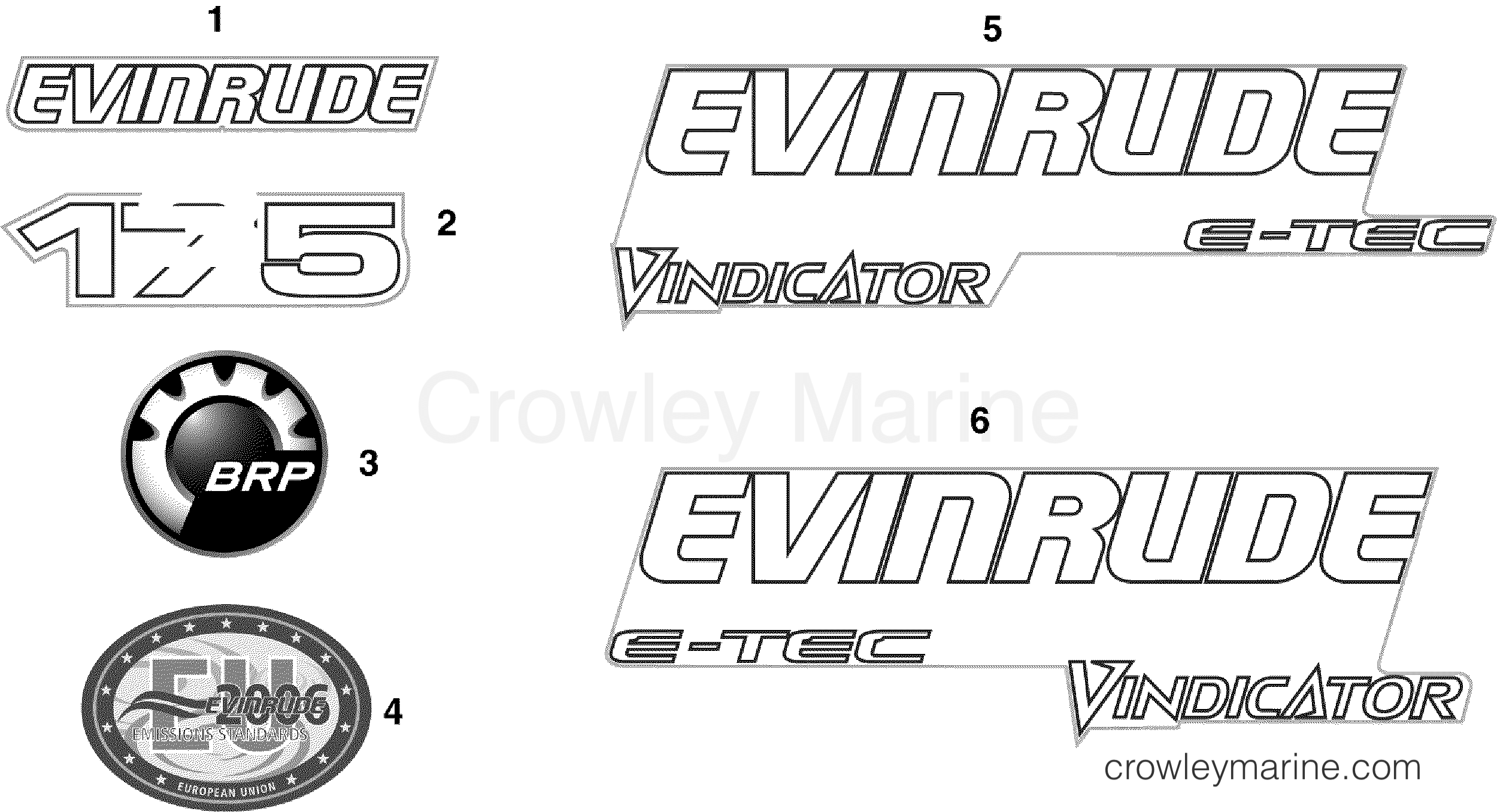 2008 Outboard 175 - E175DMXSCF - DECALS