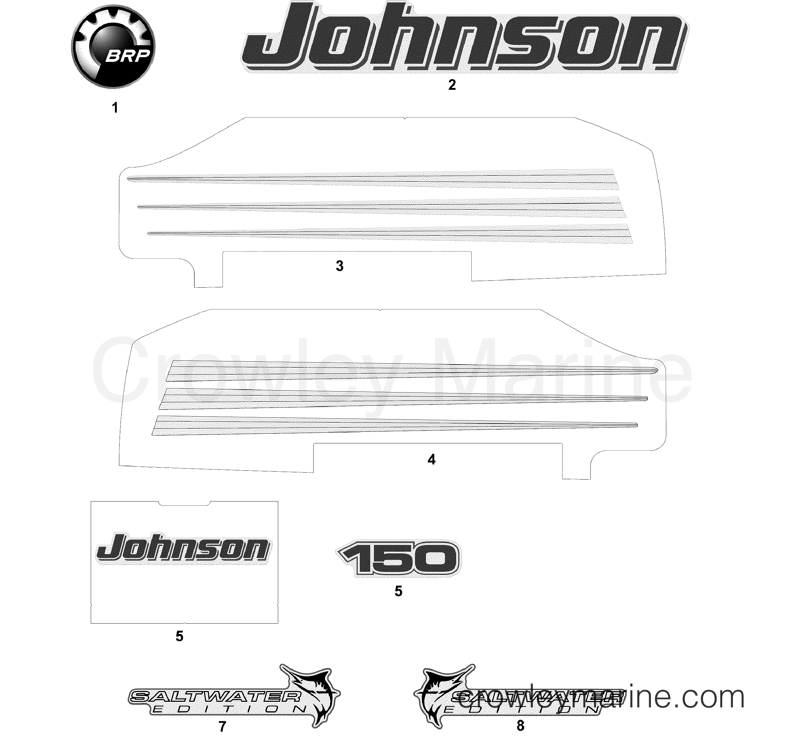 2006 Outboard 150 - J150PLSDD - DECALS WHITE MODELS