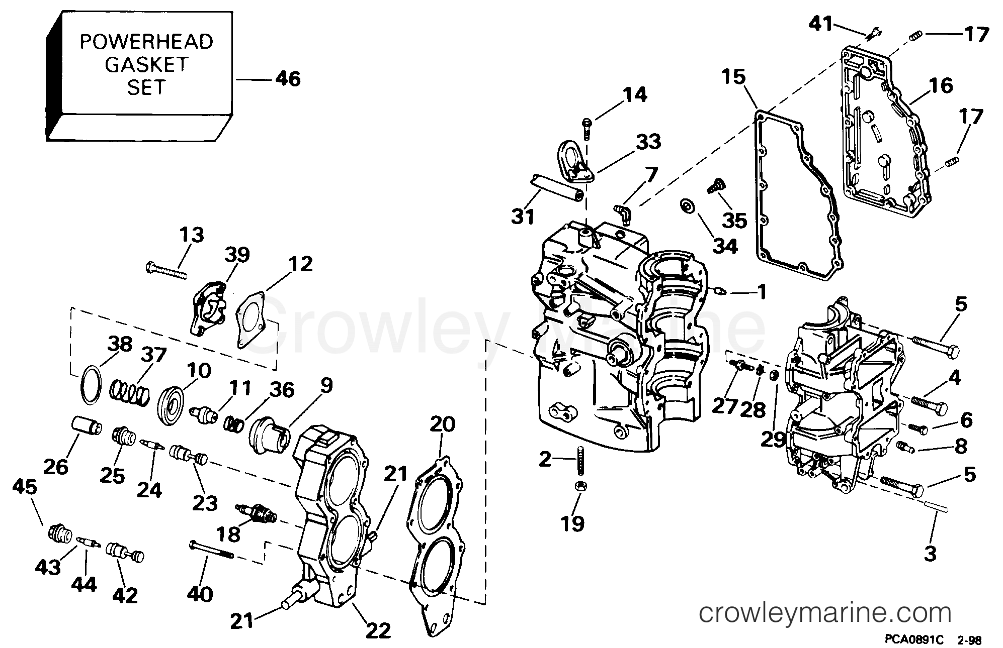 1998 Johnson Outboards 50 - X50ESLECC CYLINDER & CRANKCASE section