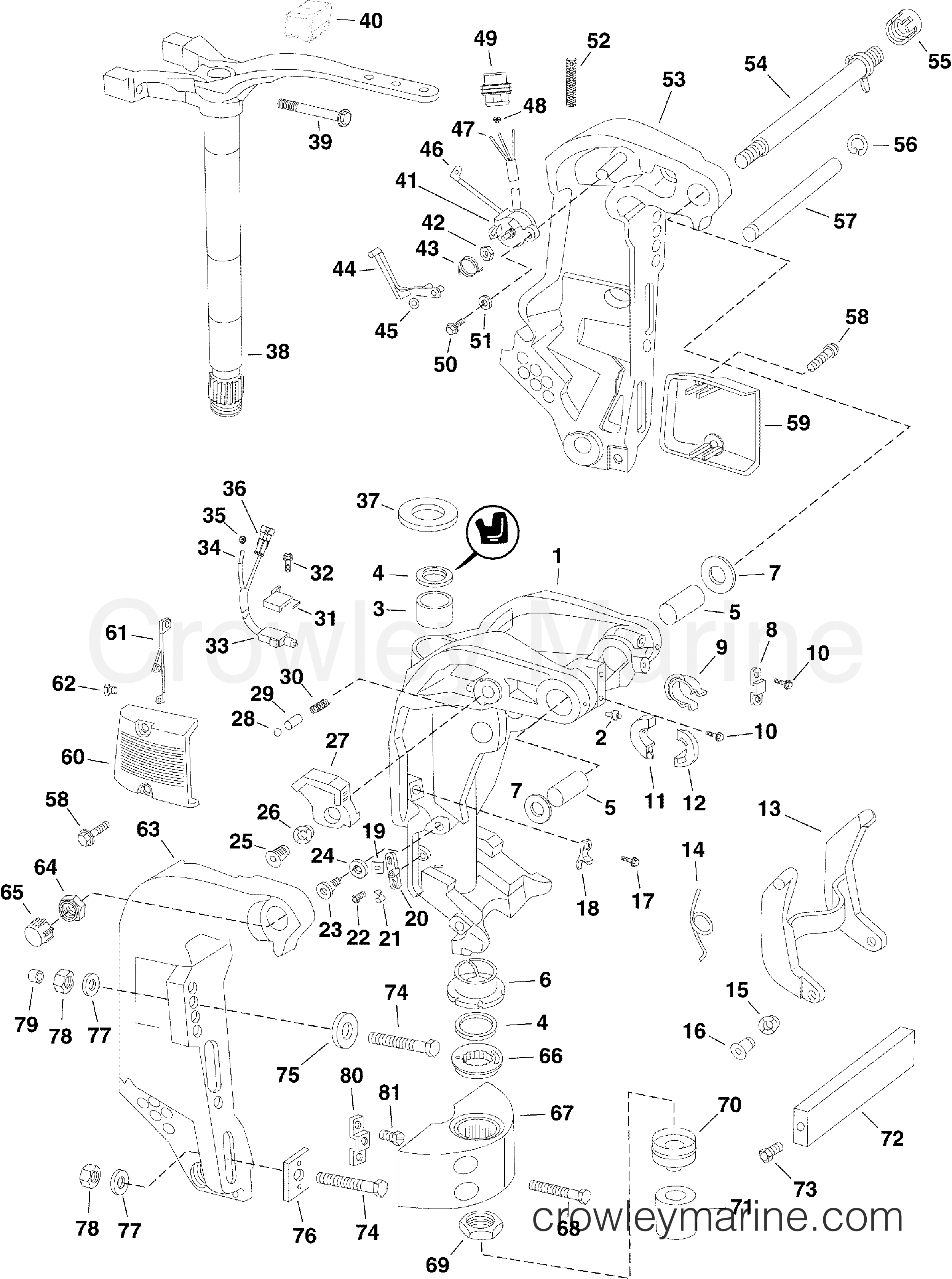2007 Evinrude Outboards 115 - E115DBXSUC SWIVEL BRACKET section