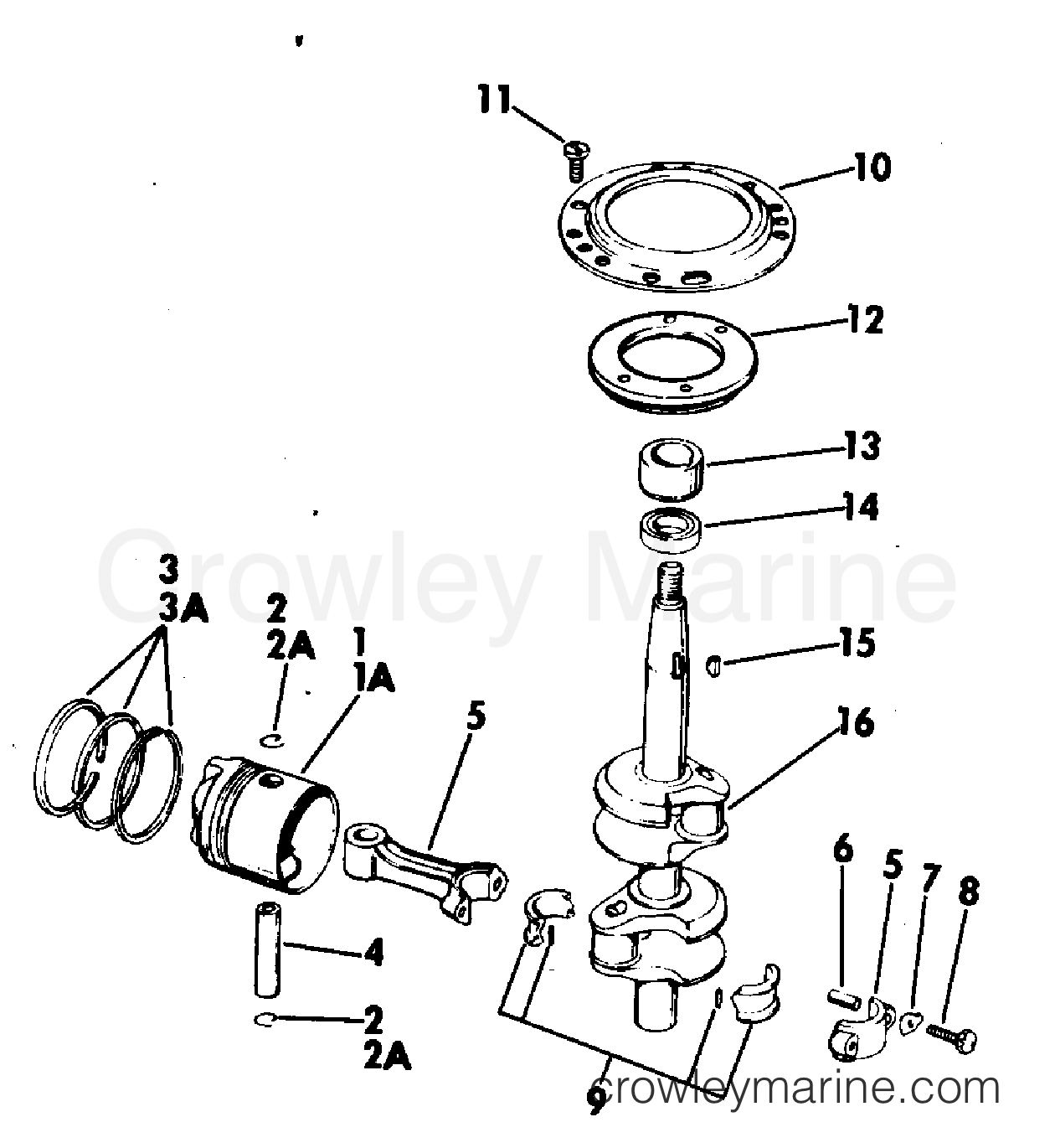 1971 Outboard 6 - 6RL71E - CRANKSHAFT & PISTON