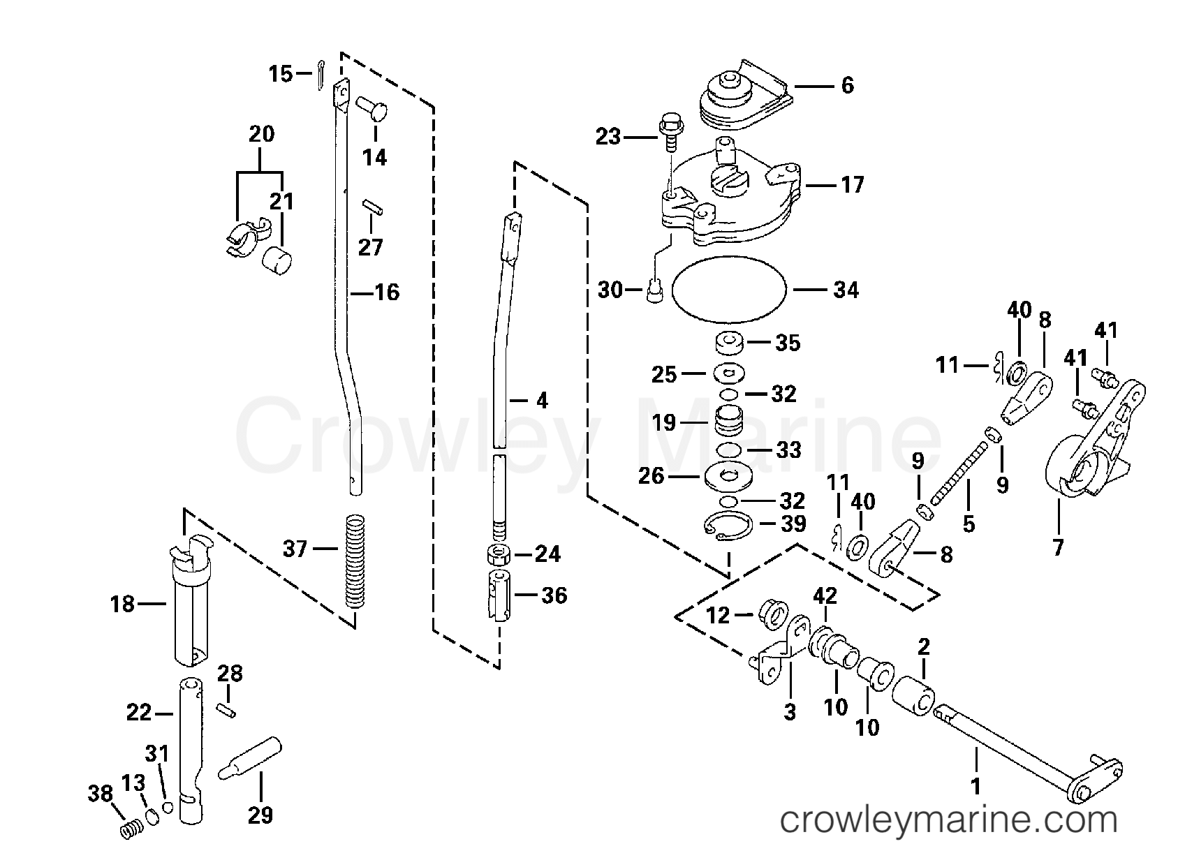 2000 Outboard 70 - E70 - SHIFT ROD & LEVER