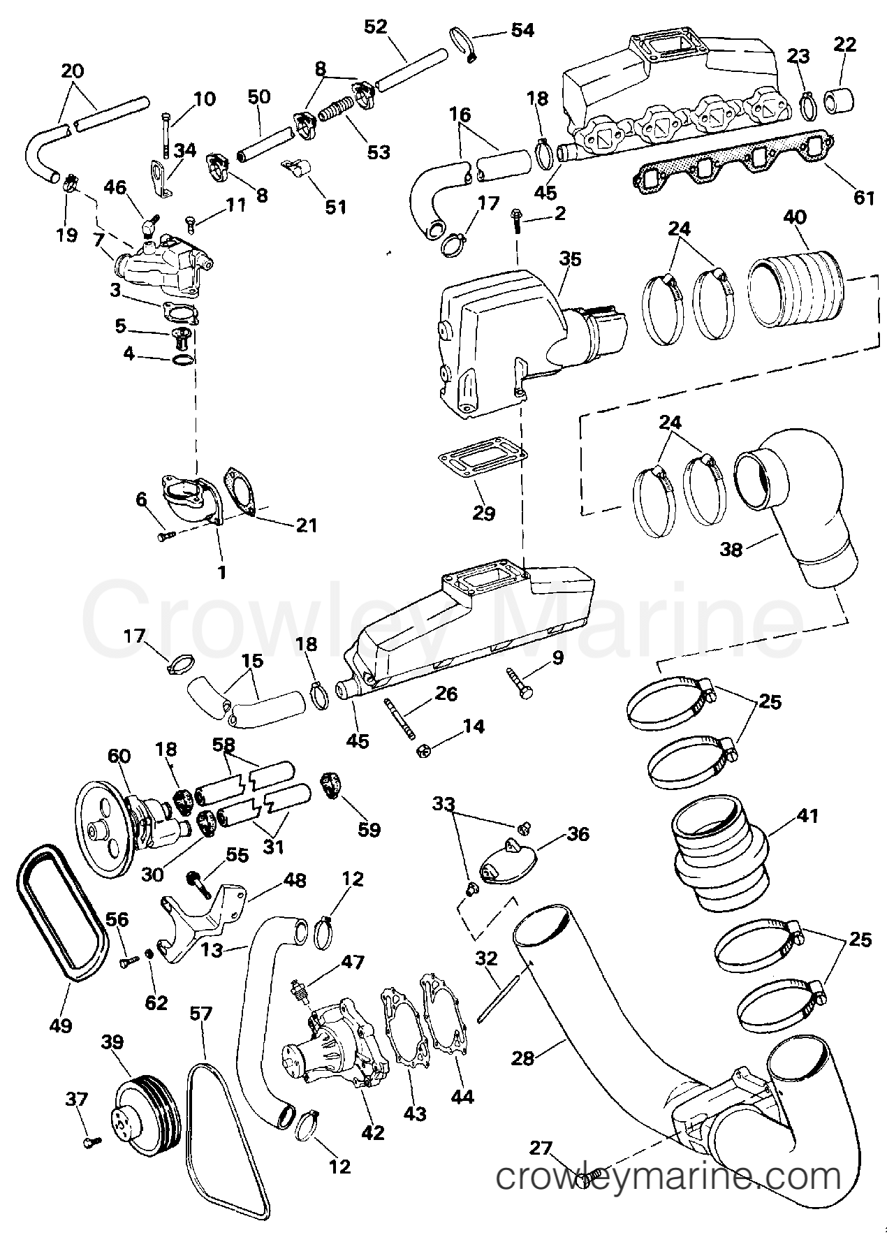 1994 OMC Stern Drive 5.8 - 58FAGPMDM - EXHAUST AND COOLING