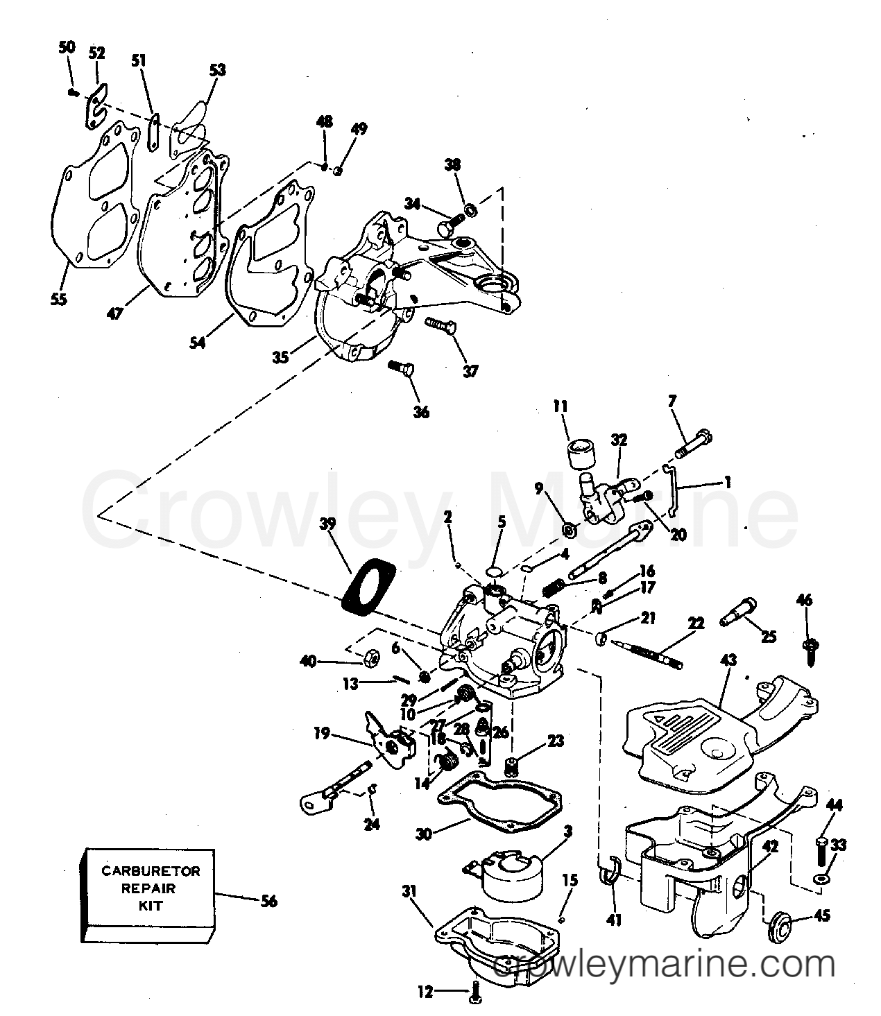 1982 Outboard 15 - E10SELCNS - CARBURETOR & MANIFOLD