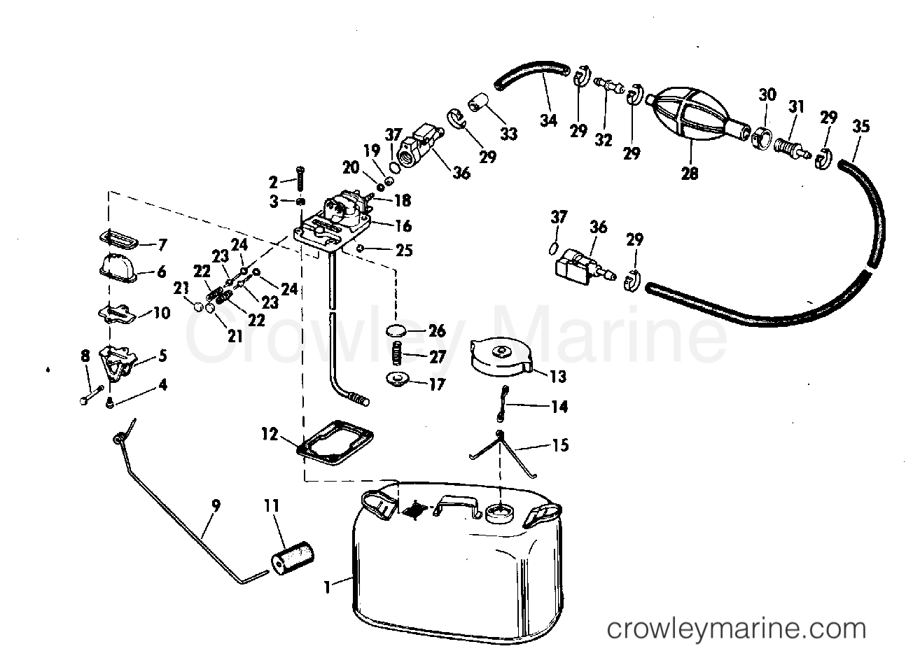 1979 Outboard 35 - 35EL79A - FUEL TANK - 6 GALLON