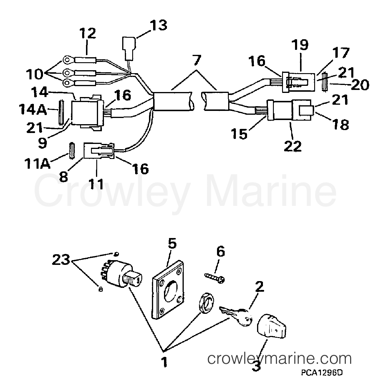 1998 Johnson Outboards 50 - X50ESLECC IGNITION SWITCH & CABLE -- 40TE, 40TTL section