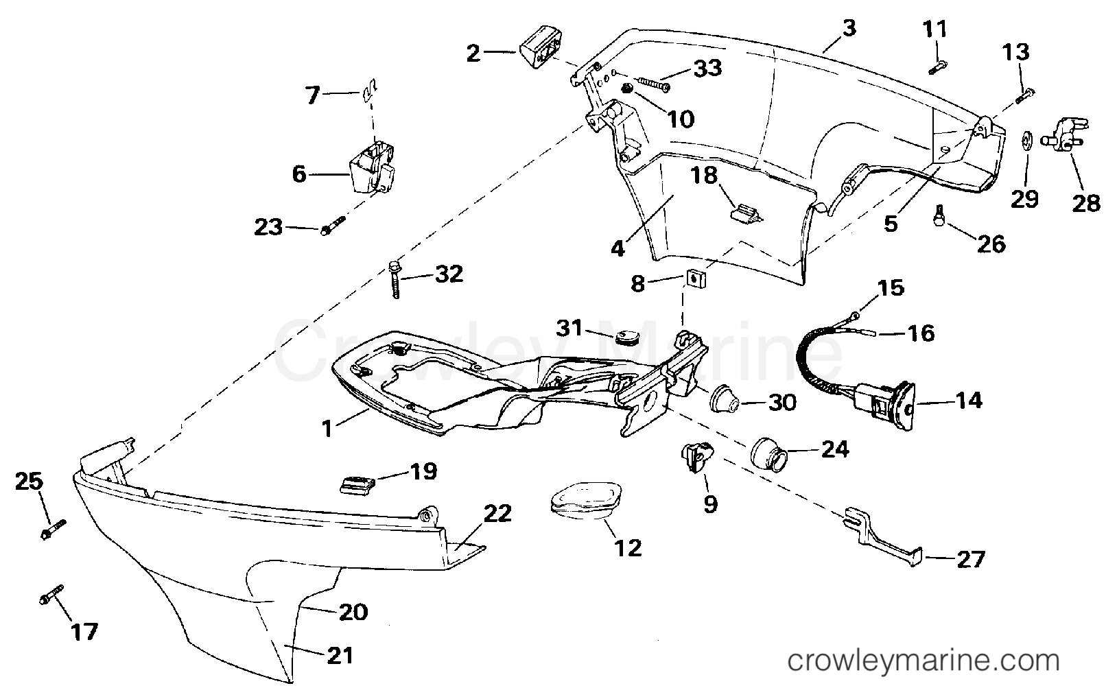 1996 Outboard 15 - SJ15RPG - LOWER ENGINE COVER