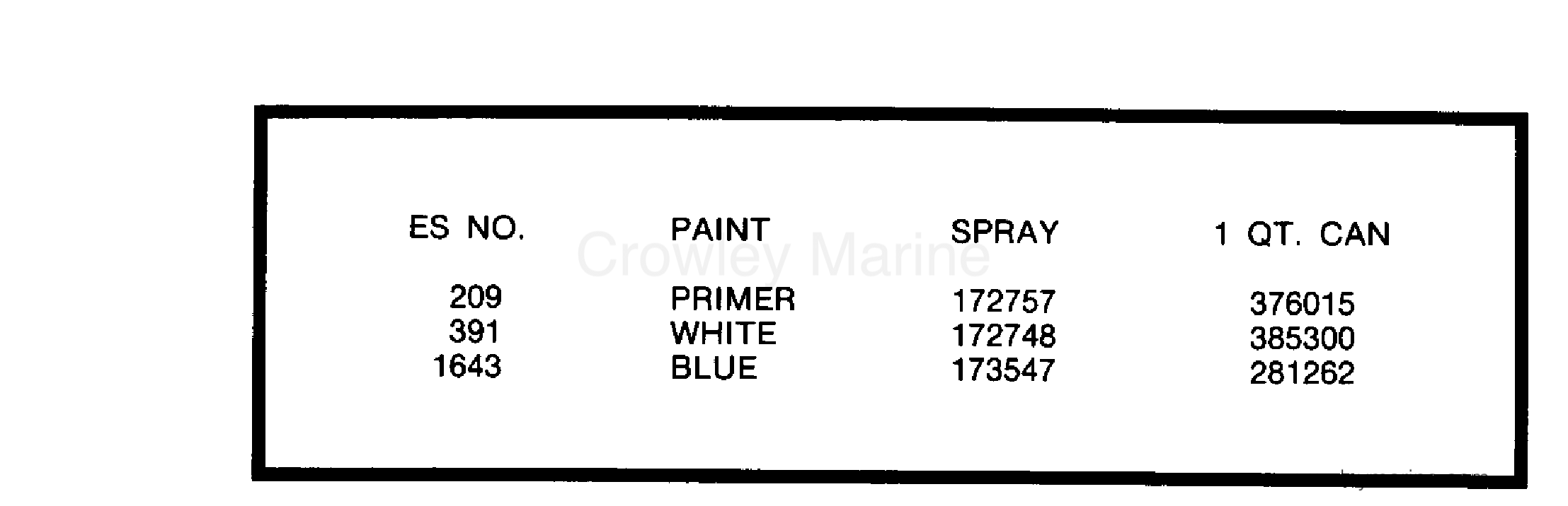 1979 Electric Trolling Motor 12 Volt - EB82A - PAINT CHART