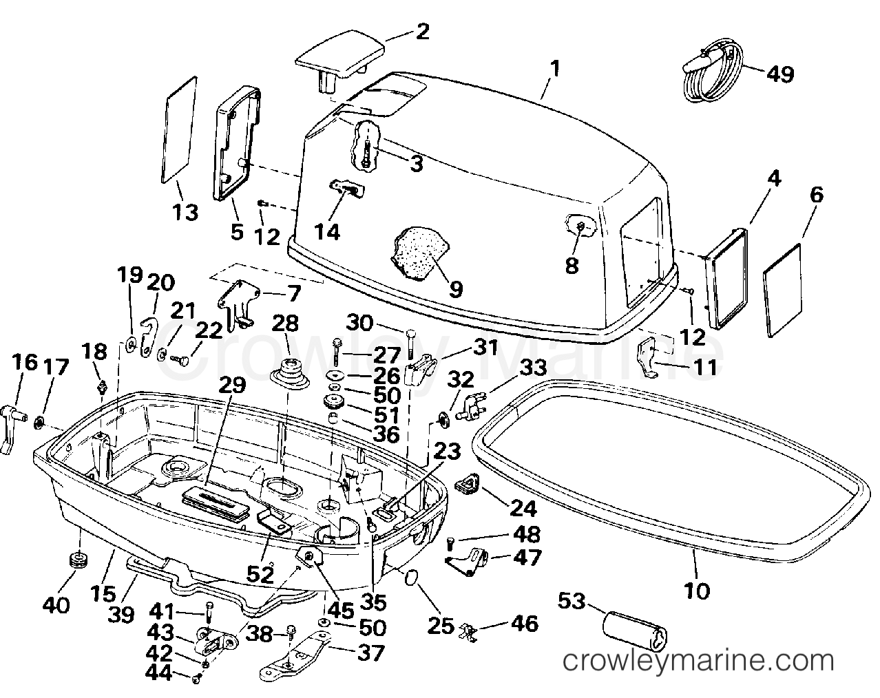 1992 Outboard 28 - J28ESLENE - ENGINE COVER - EVINRUDE