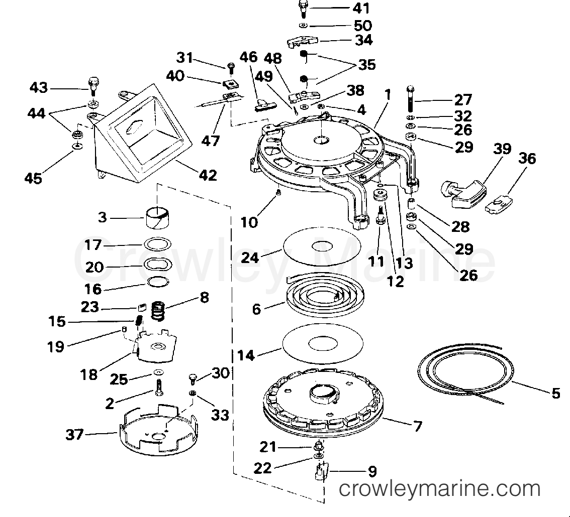 1993 Outboard 45 - J45RCLETB - REWIND STARTER