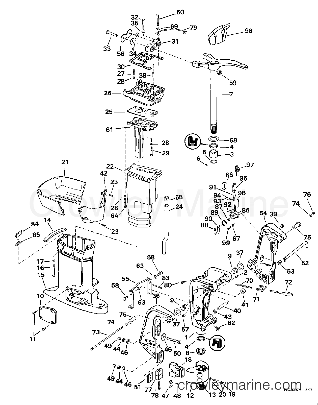1998 Outboard 50 - J50TTLECA - MIDSECTION