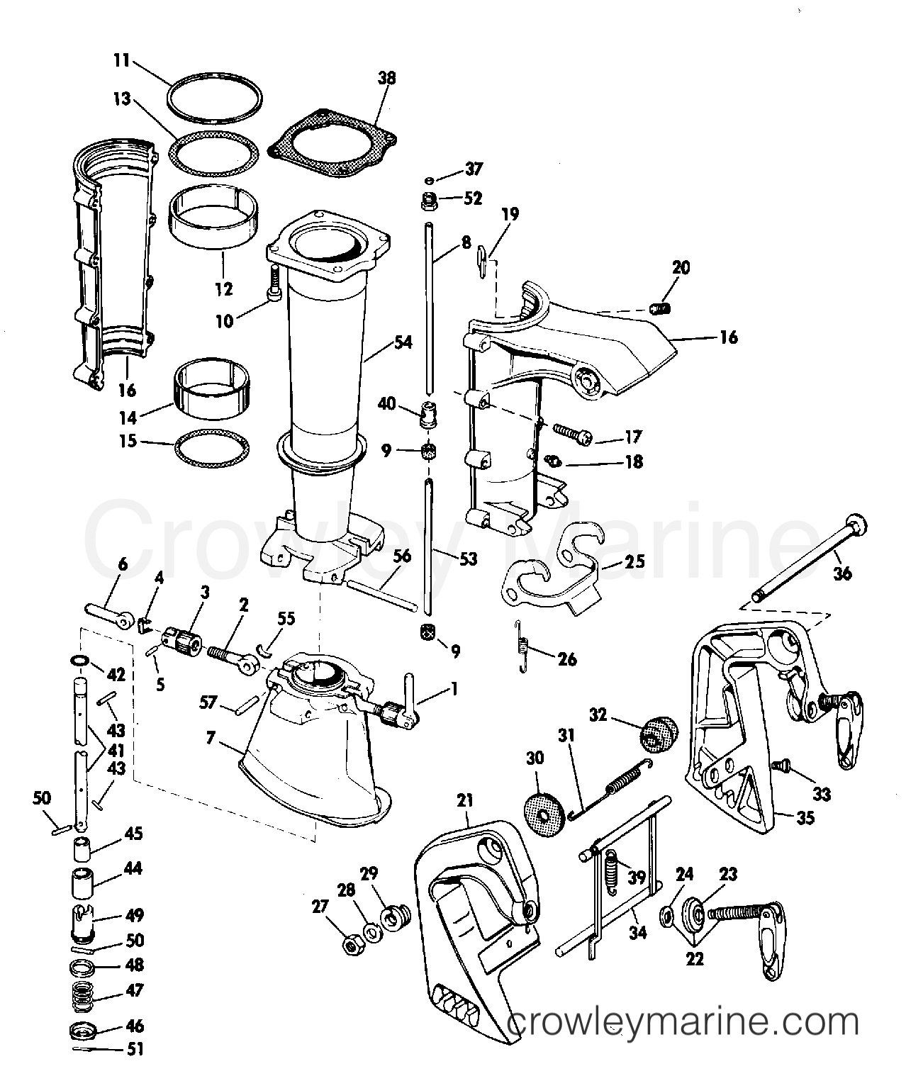1968 Outboard 3 - 3833A - LOWER UNIT GROUP-FOLDING MODELS