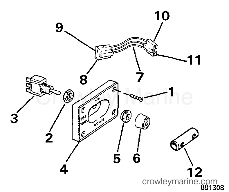 1997 Rigging OMC Stern Drive - All Models - TRIM/TILT SWITCH CONVERSION KIT - DUAL ENGINE