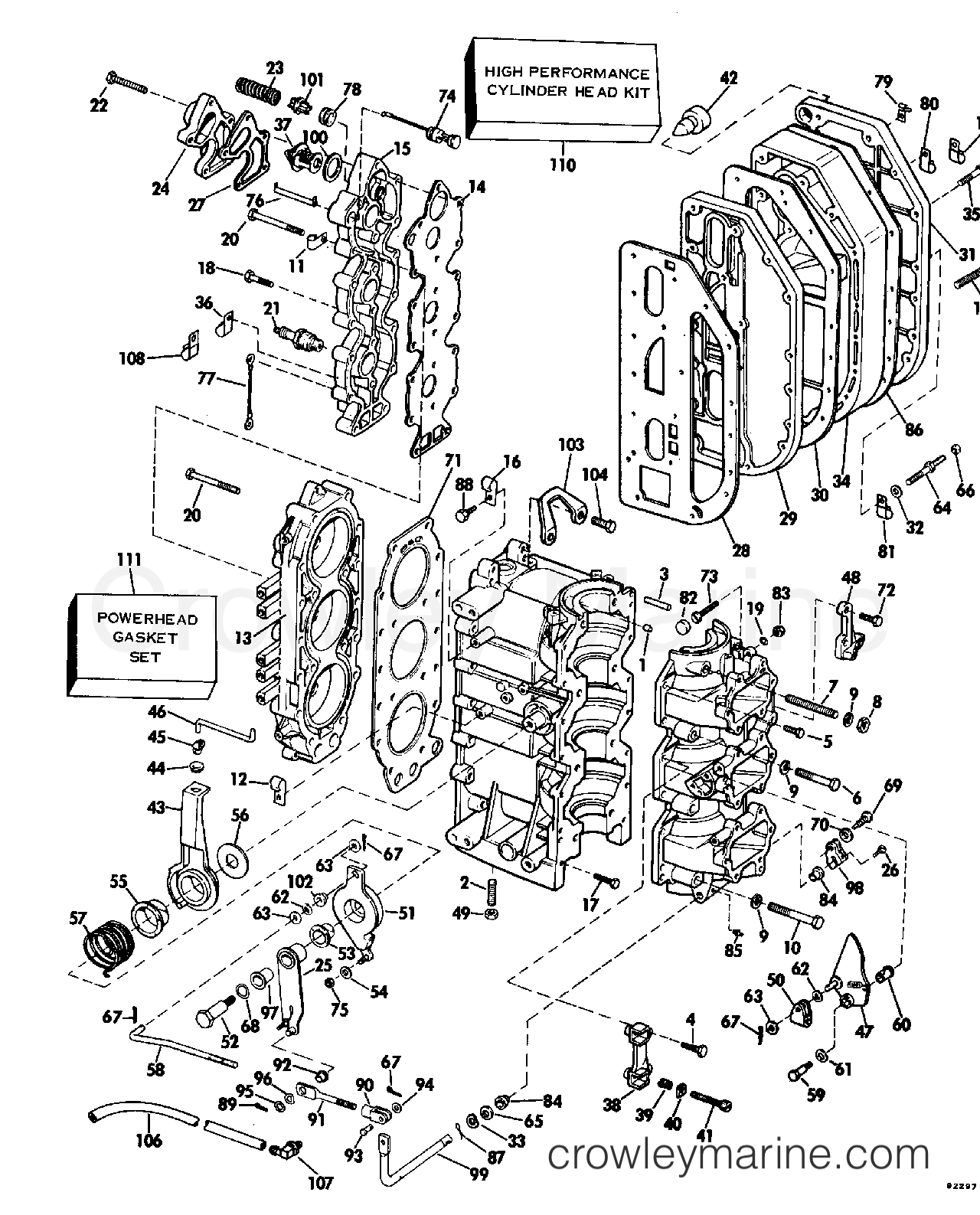1979 Evinrude Outboards 70 - 70973R - CYLINDER & CRANKCASE section