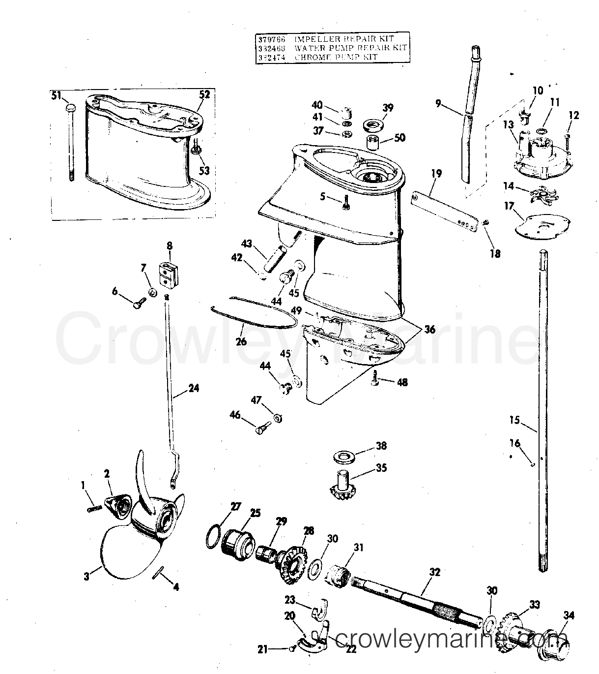 1969 Outboard 20 - 20RL69D - GEARCASE GROUP