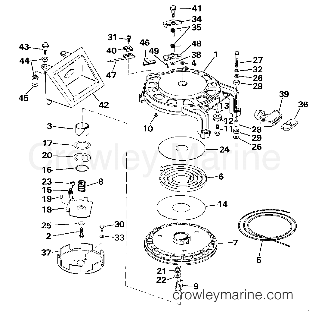 1990 Johnson Outboards 40 - TJ40ELESF REWIND STARTER section