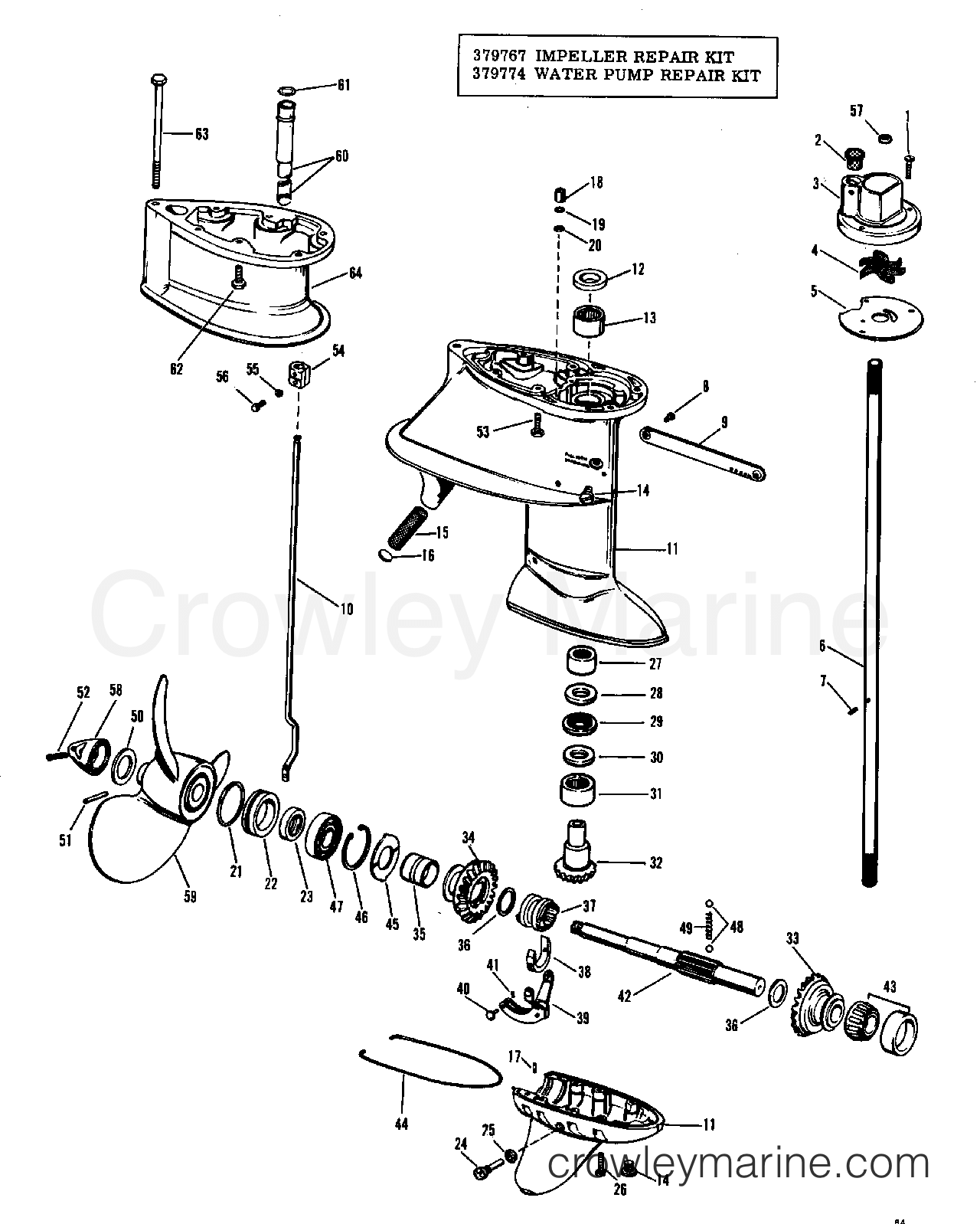 1968 Outboard 33 - RX-16M - GEARCASE GROUP