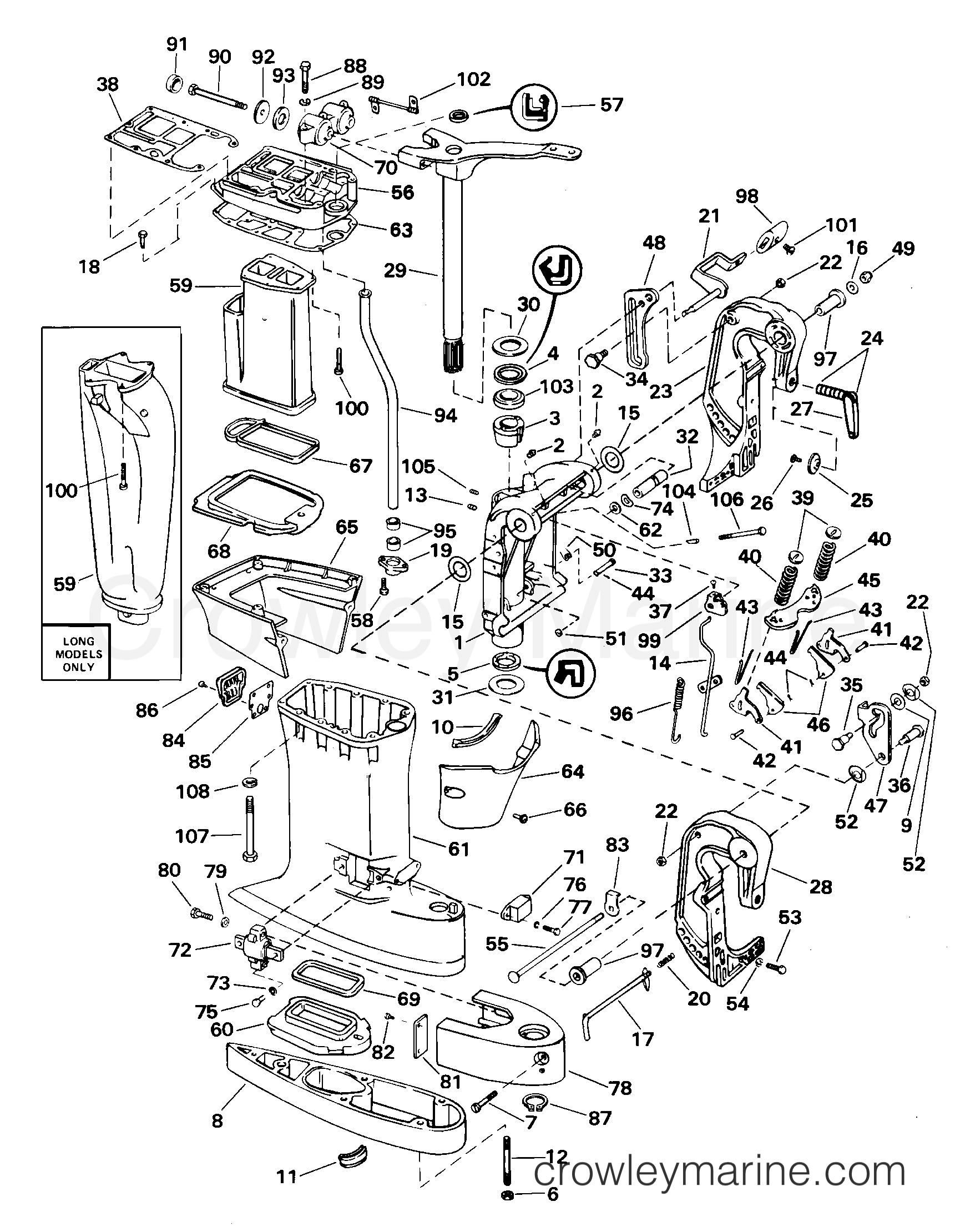 2000 Outboard 40 - J40WRLSSC - MIDSECTION