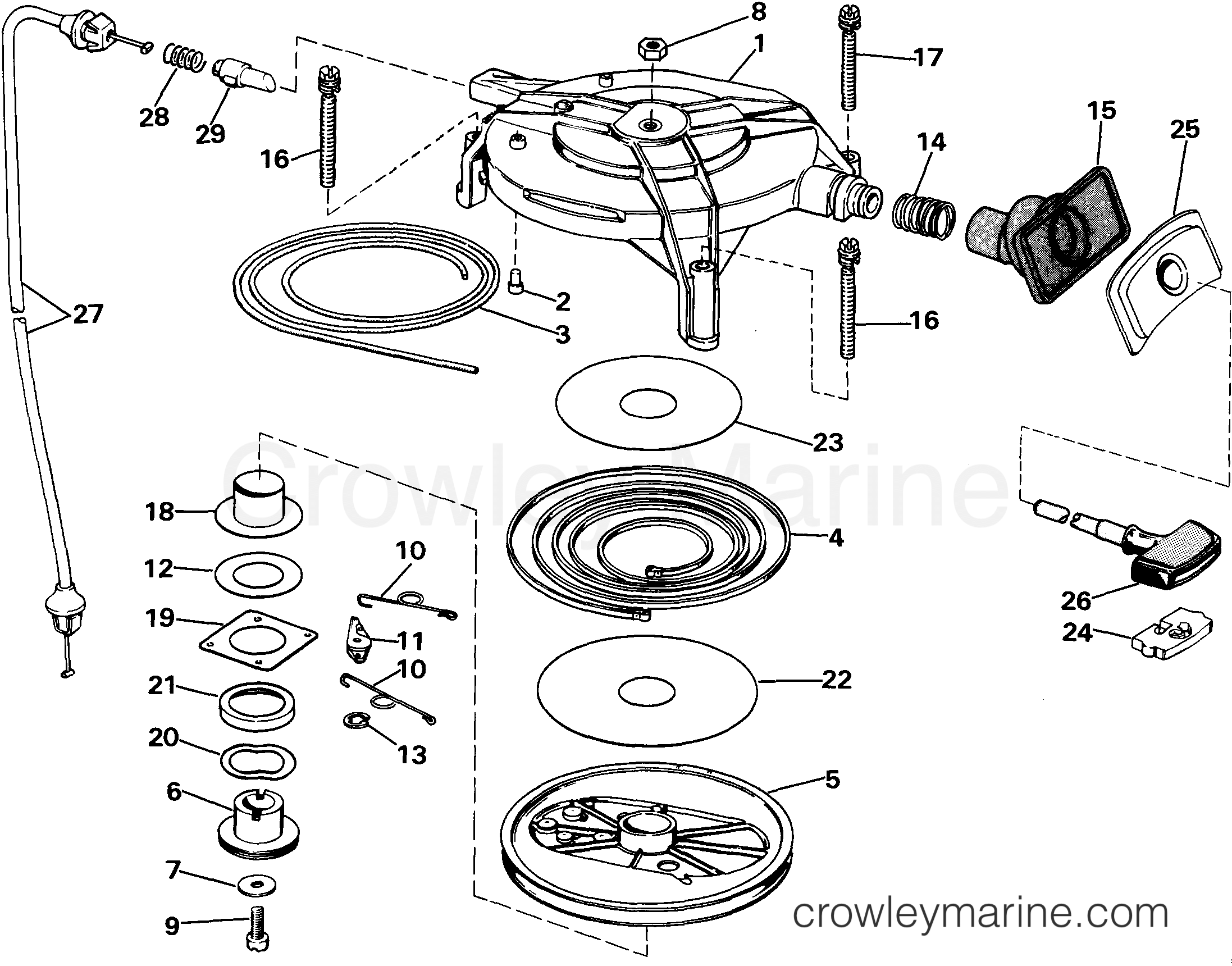 1985 Outboard 30 - J30TELCOA - REWIND STARTER