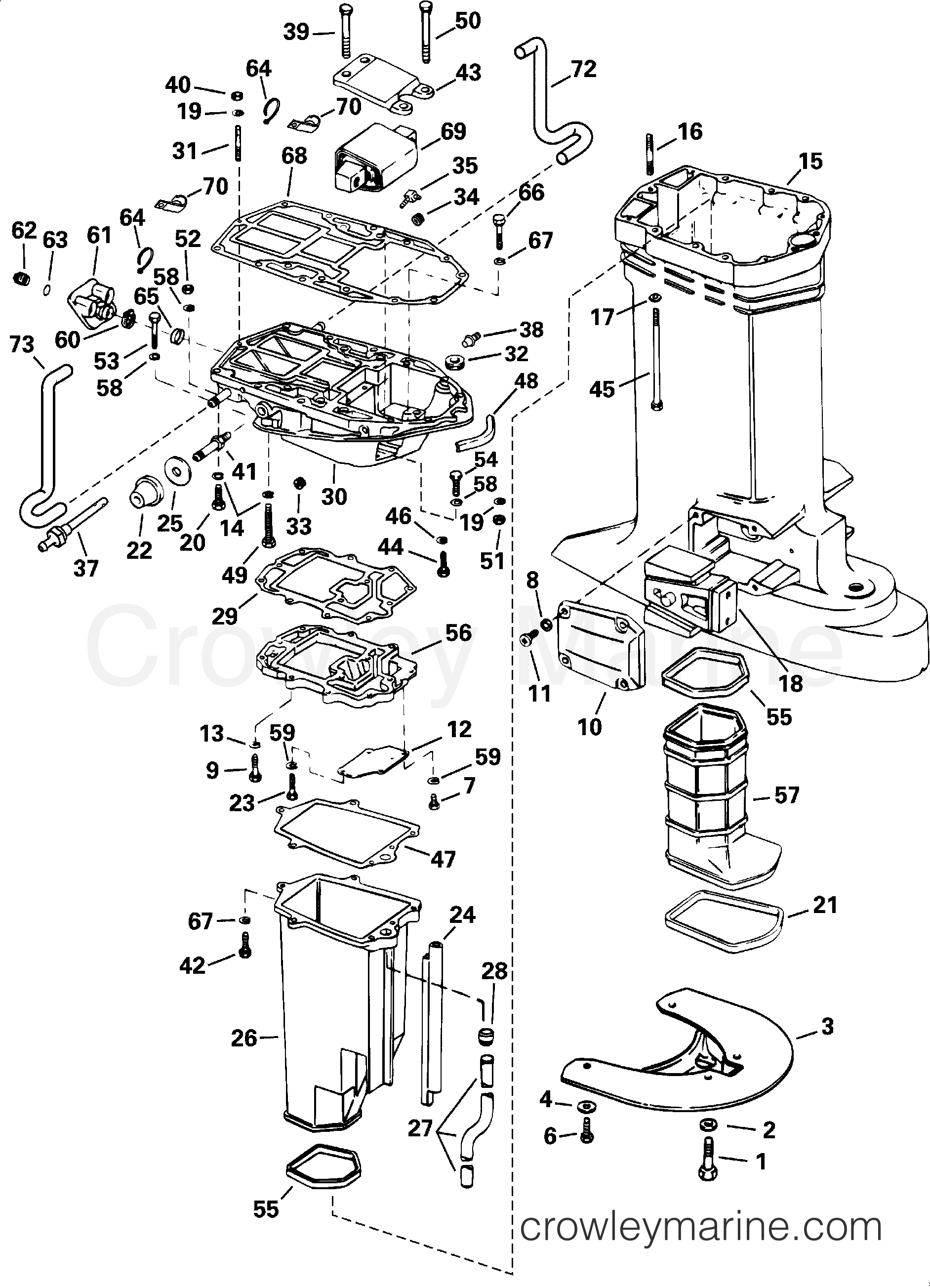 2000 Outboard 225 - RE225FLSSH - EXHAUST HOUSING