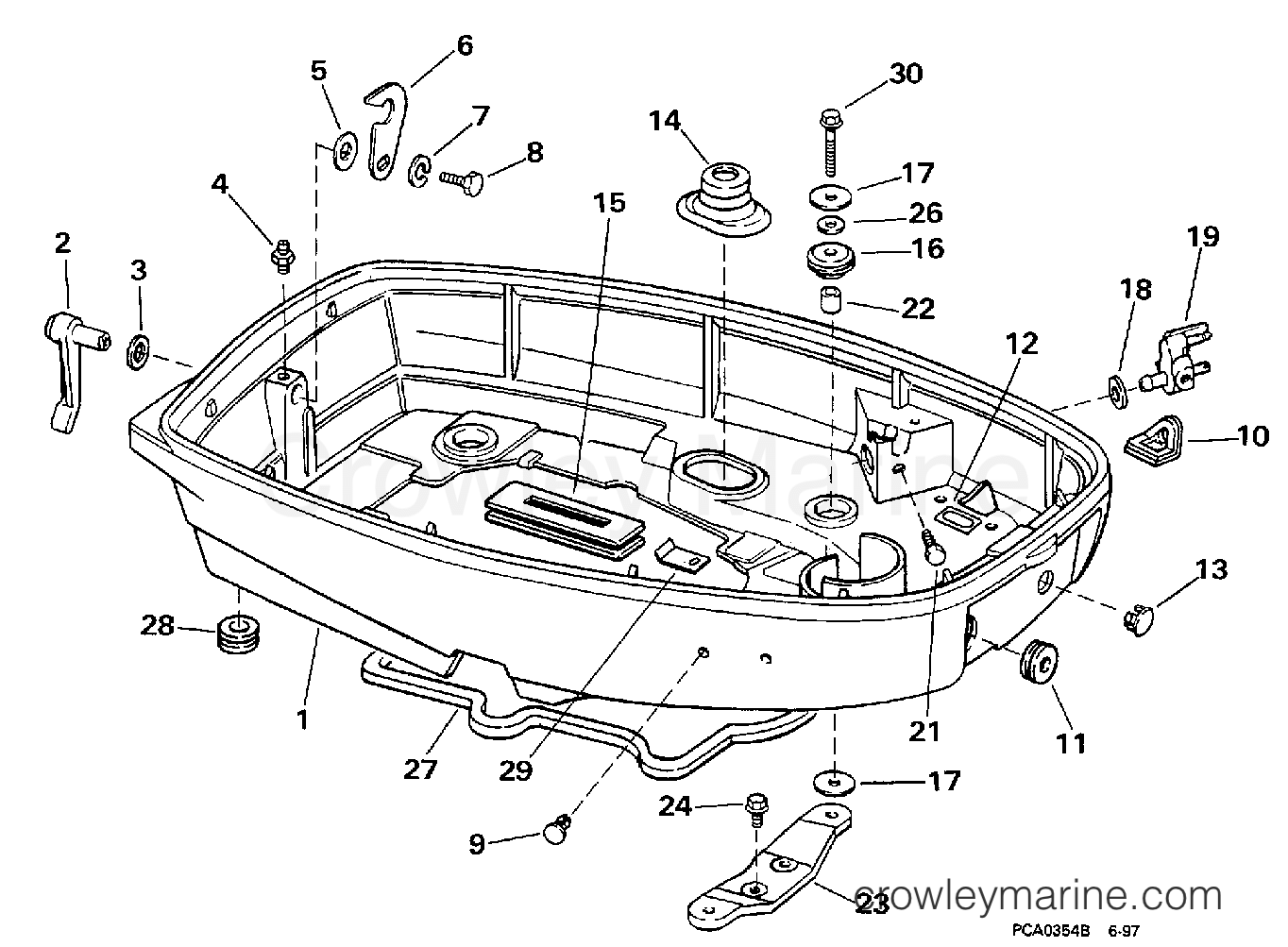 1998 Outboard 25 - SJ25RPP - LOWER ENGINE COVER