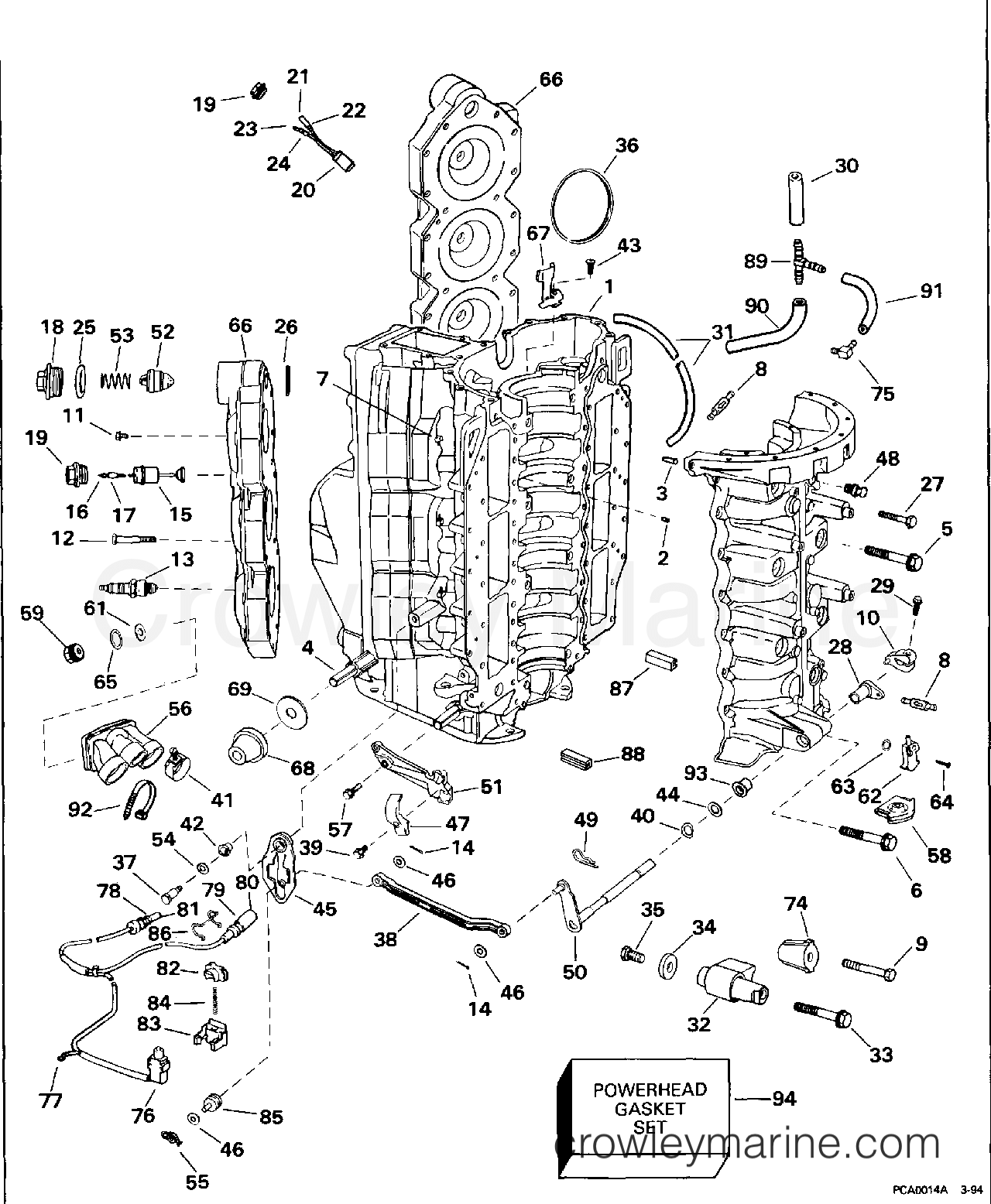 1994 Evinrude Outboards 150 - E150WTLERC CYLINDER & CRANKCASE section