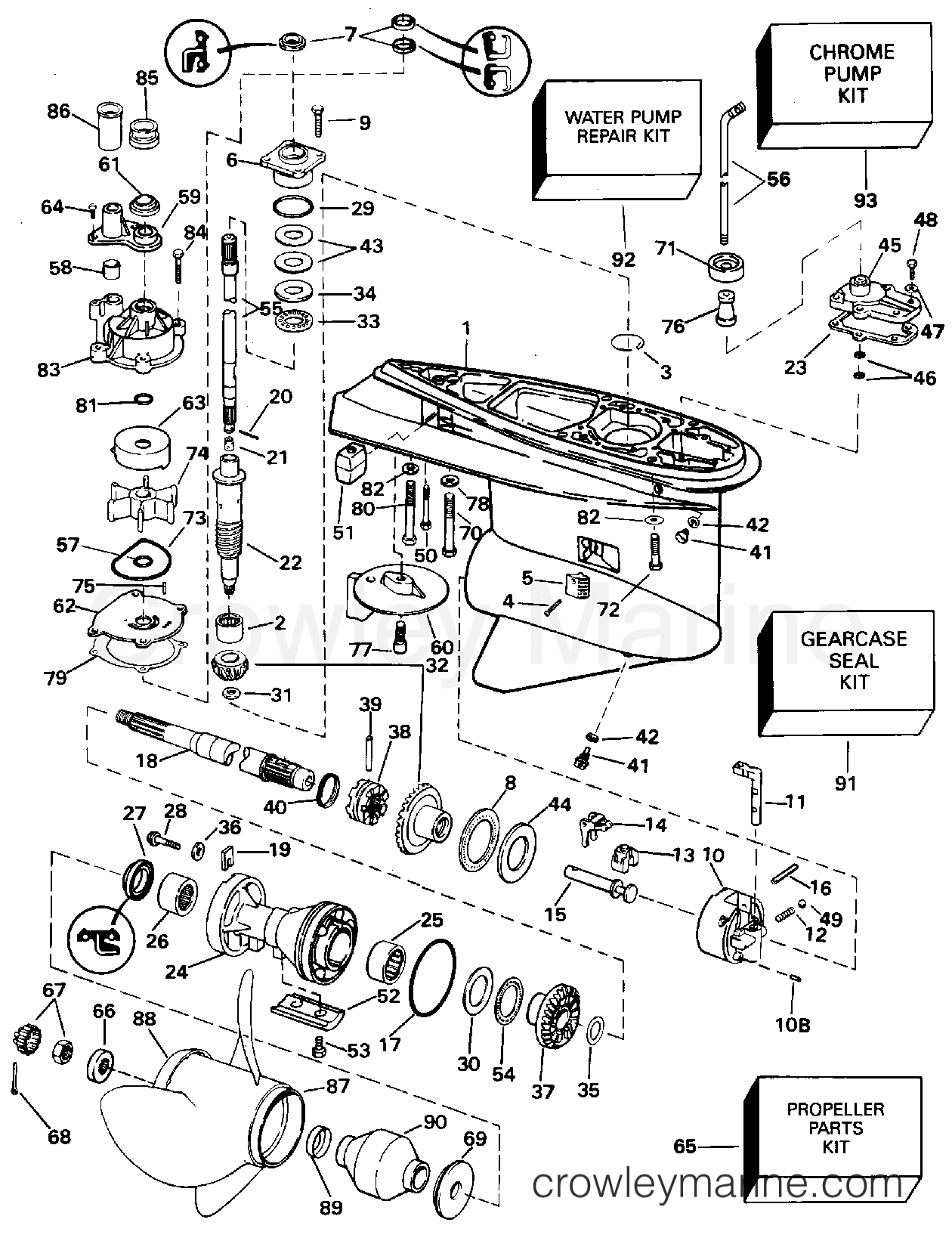 1995 Outboard 150 - J150WTLEOR - GEARCASE