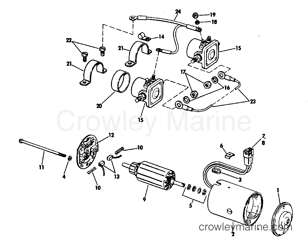 1968 OMC Stern Drive 90 - DU-15S TILT MOTOR GROUP PRESTOLITE MODEL ETK-4102 section