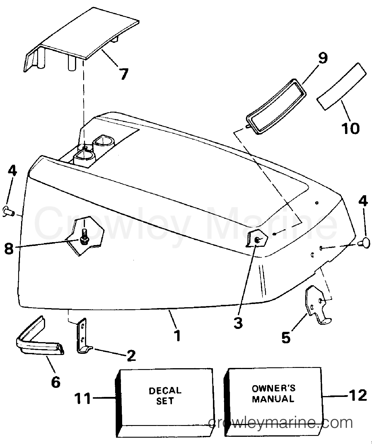 1987 Outboard 8 - J8SRLCUD - ENGINE COVER - JOHNSON