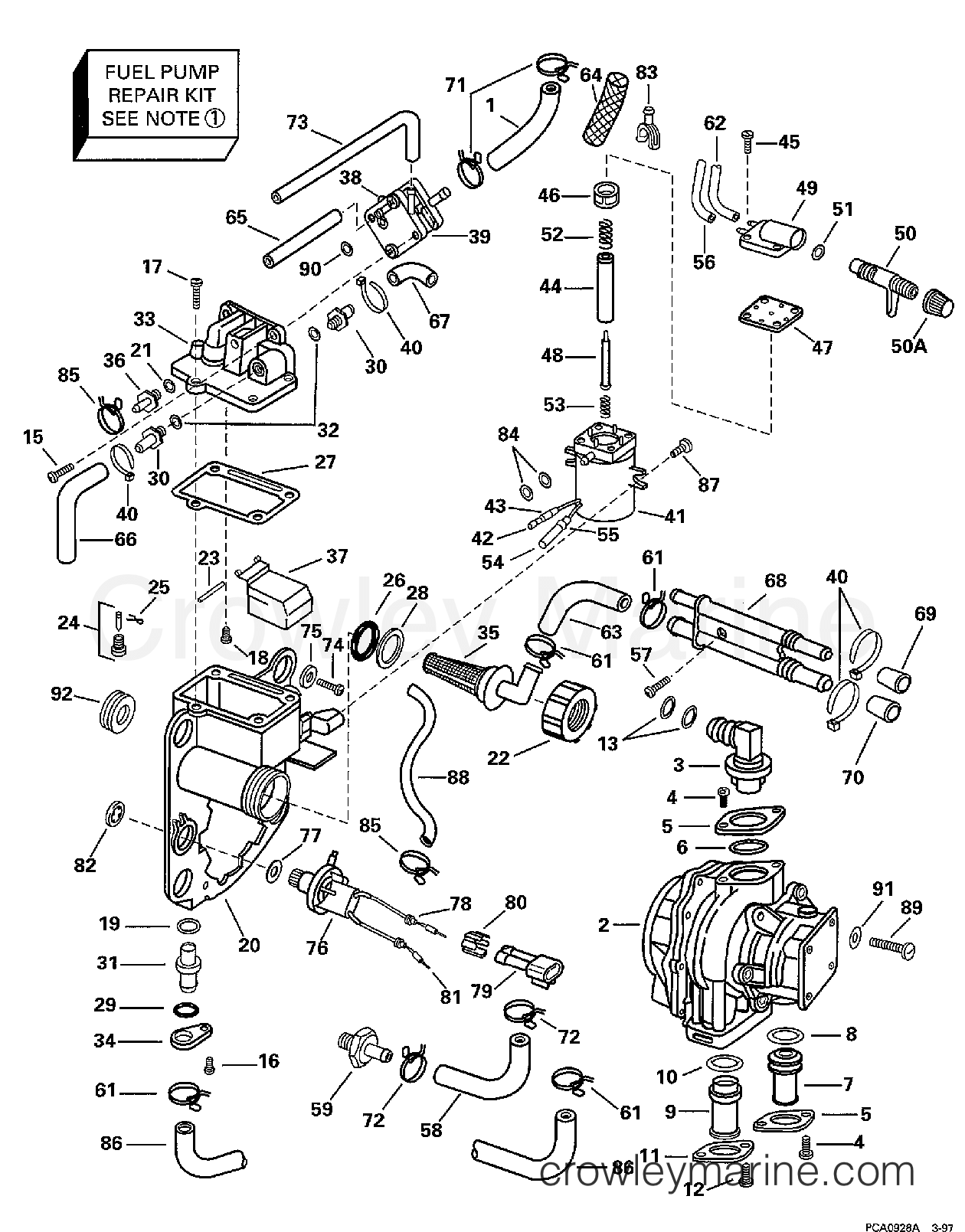 1997 Outboard 150 - SJ150WTPXT - FUEL BRACKET & COMPONENTS