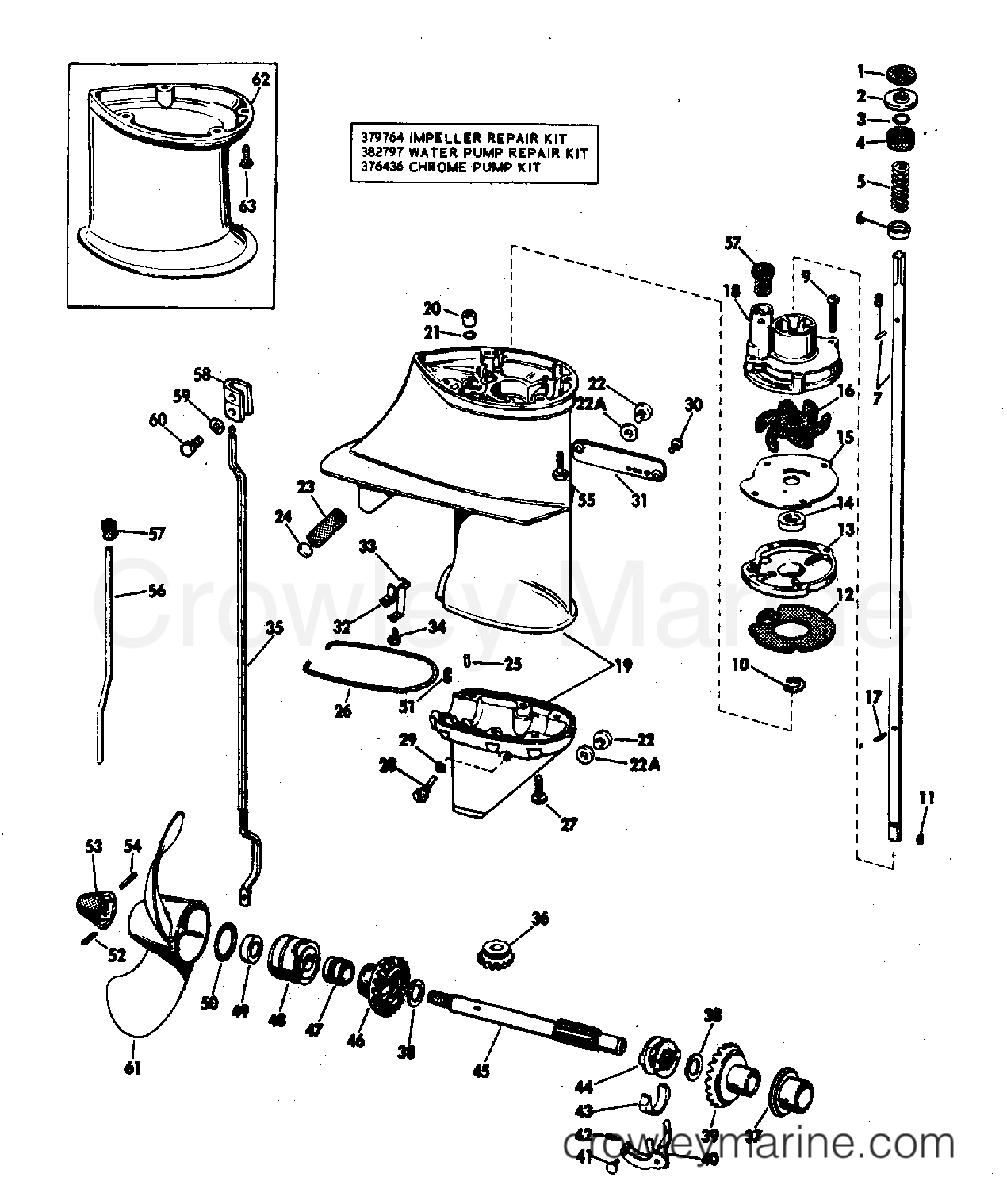 1972 Outboard 6 - 6202D - GEARCASE