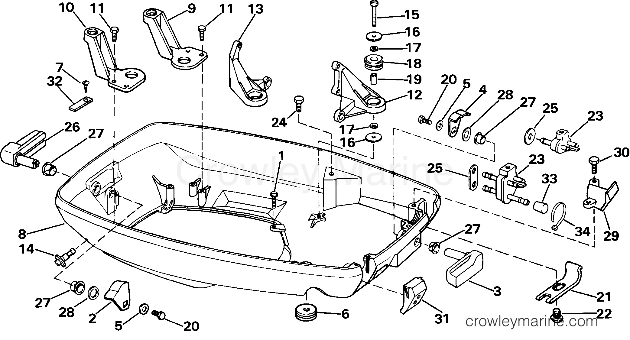 1985 Outboard 65 - J65WMLCOC - LOWER ENGINE COVER