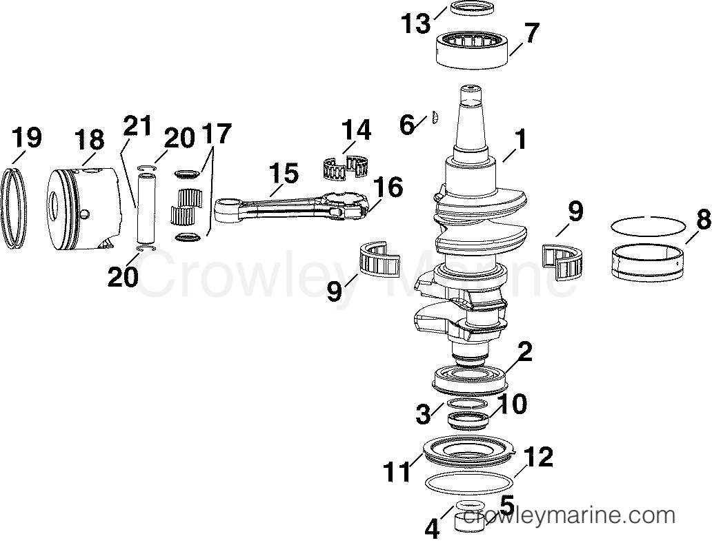 2004 Outboard 40 - E40DPLSRC - CRANKSHAFT & PISTONS