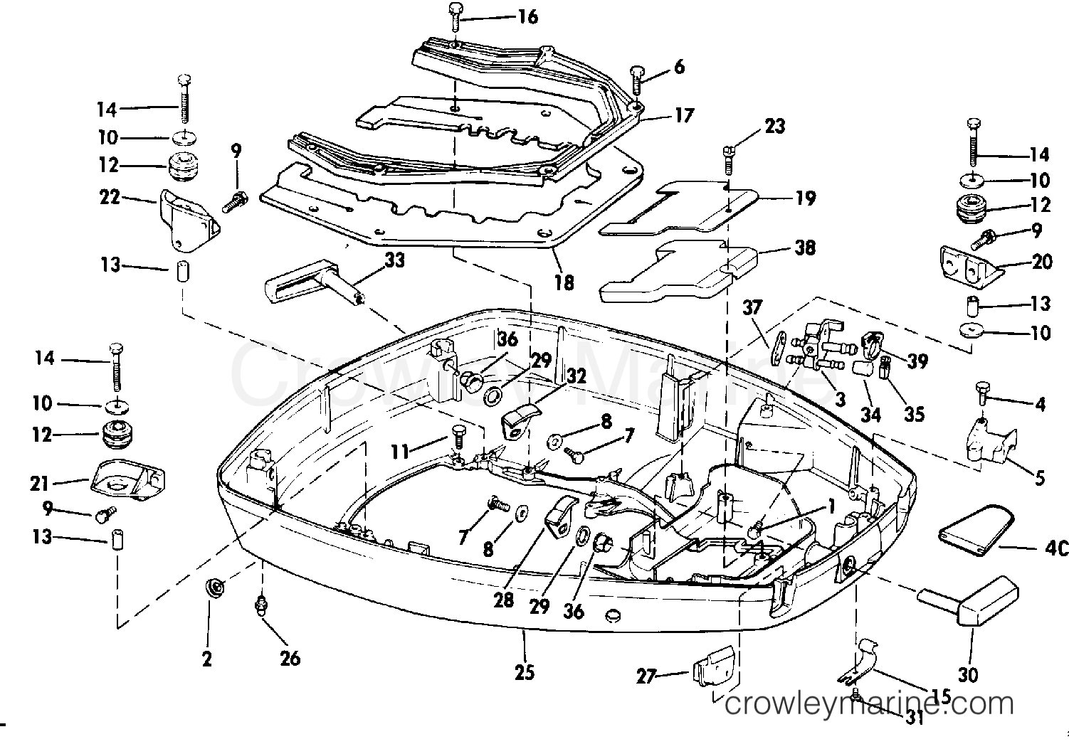 1991 Outboard 155 - J155WTLEIB - LOWER ENGINE COVER
