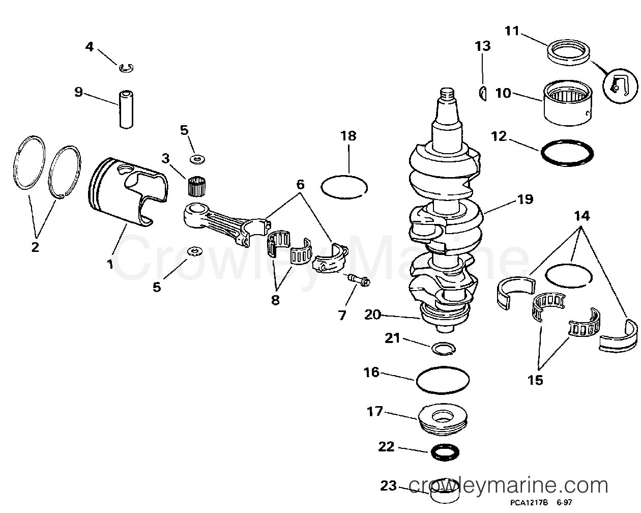 1998 Evinrude Outboards 25 - BE25ARECA CRANKSHAFT & PISTON section
