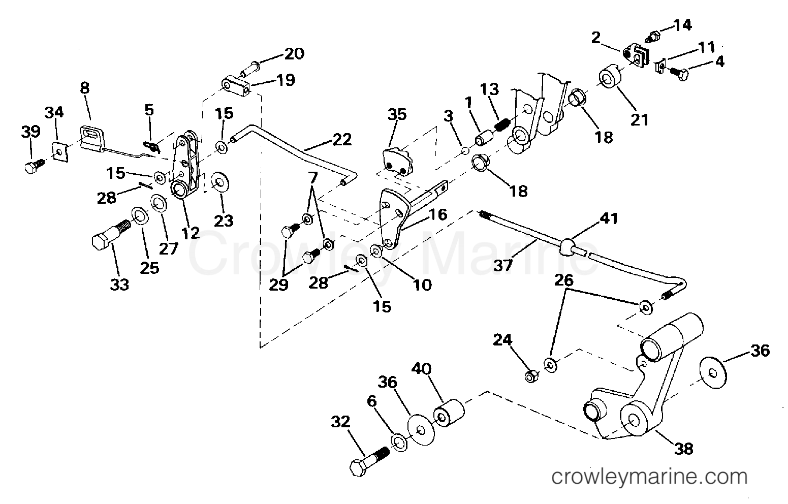 1996 Outboard 40 - J40TEEDS - SHIFT & THROTTLE LINKAGE (CONTINUED)