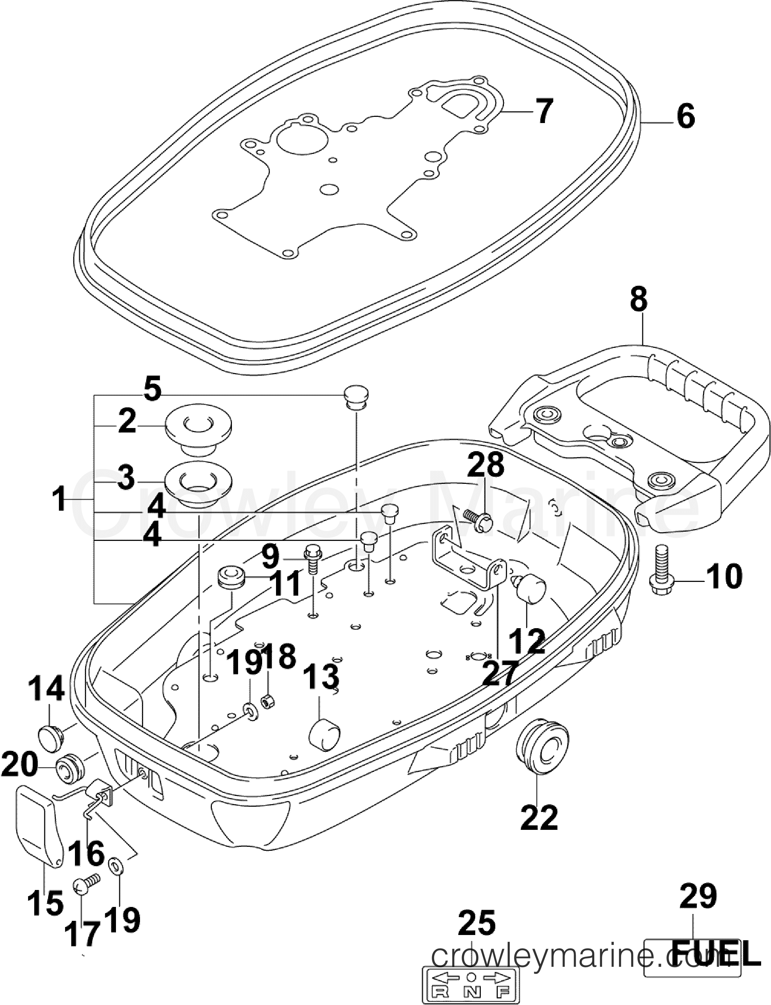 2007 Outboard 5 - J5RL4SUM - LOWER ENGINE COVER
